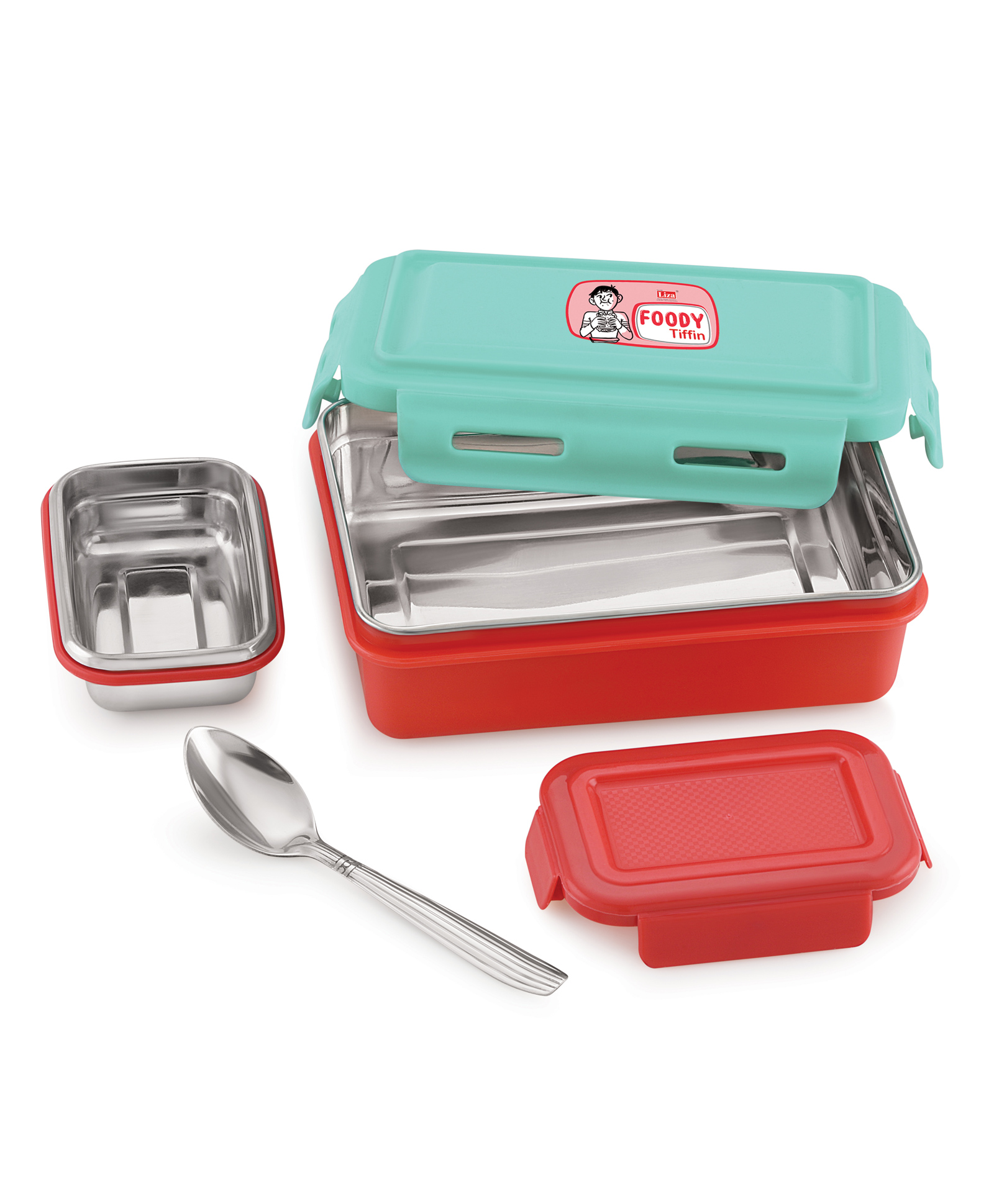 Nabhya Foody Inner Stainless Steel insulated Air Tight Tiffin Box With Steel Katori 2 Containers Lunch Box Green-image-21