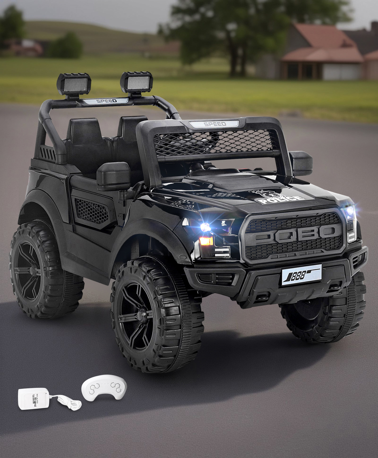 Battery Operated Ride On Jeep With Music Lights & Remote Control - Black-image-39