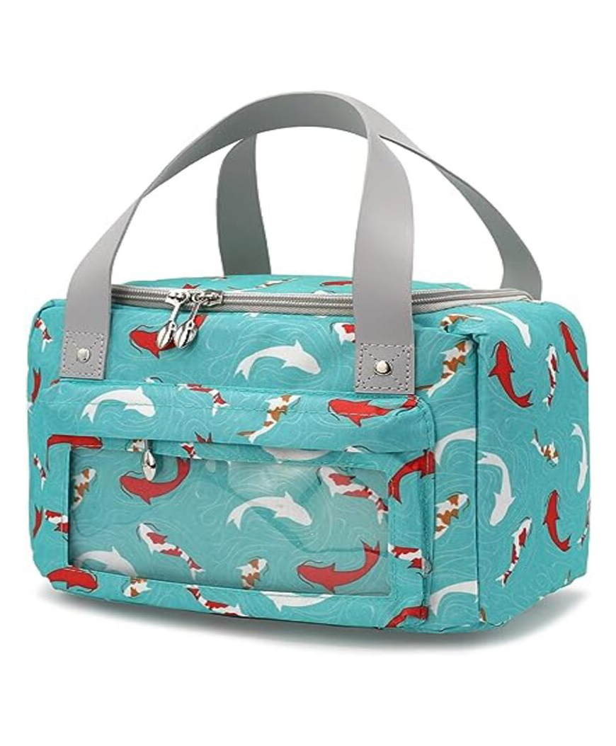 House of Quirk Insulated Reusable Lunch Bag Tote Bag for Three-Layer Thick Fabric Women Lunch Bag for School Picnic Office Outdoor Gym  - Green Dolphin-image-28