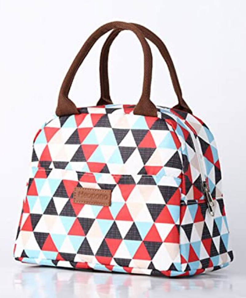 House of Quirk Insulated Nylon Reusable Lunch Bag Tote Printed Bag for School Picnic Office Outdoor Gym  - White/Red-image-37