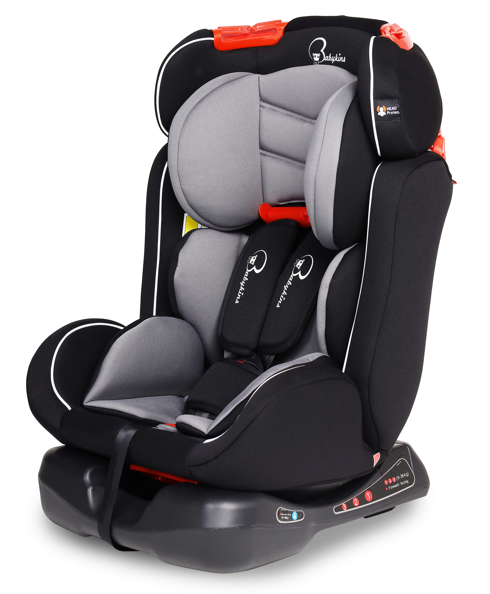 Babykins BK1004: ECE R44/04 Safety Certified Convertible Car Seat for Kids, 3 Recline Position (Age:0-12y) (Black & Grey) (SEAT Belt Installation ONLY)