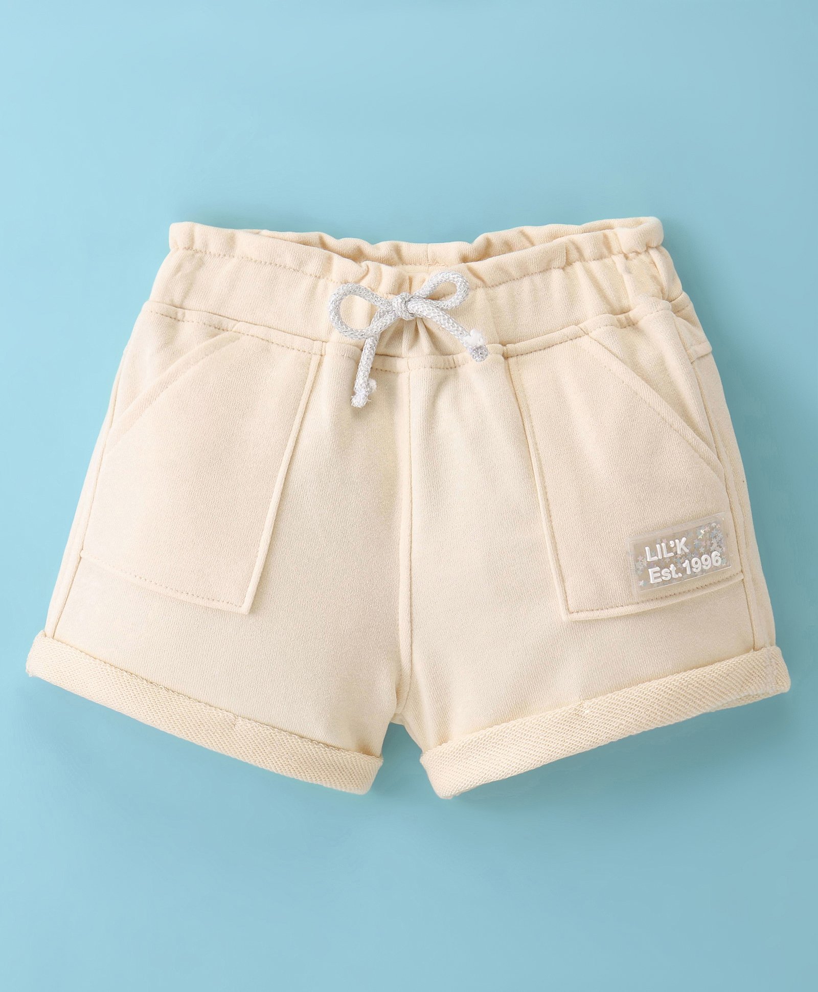 Little Kangaroos Cotton Knee Length Solid Shorts - Light Fawn-picture-12