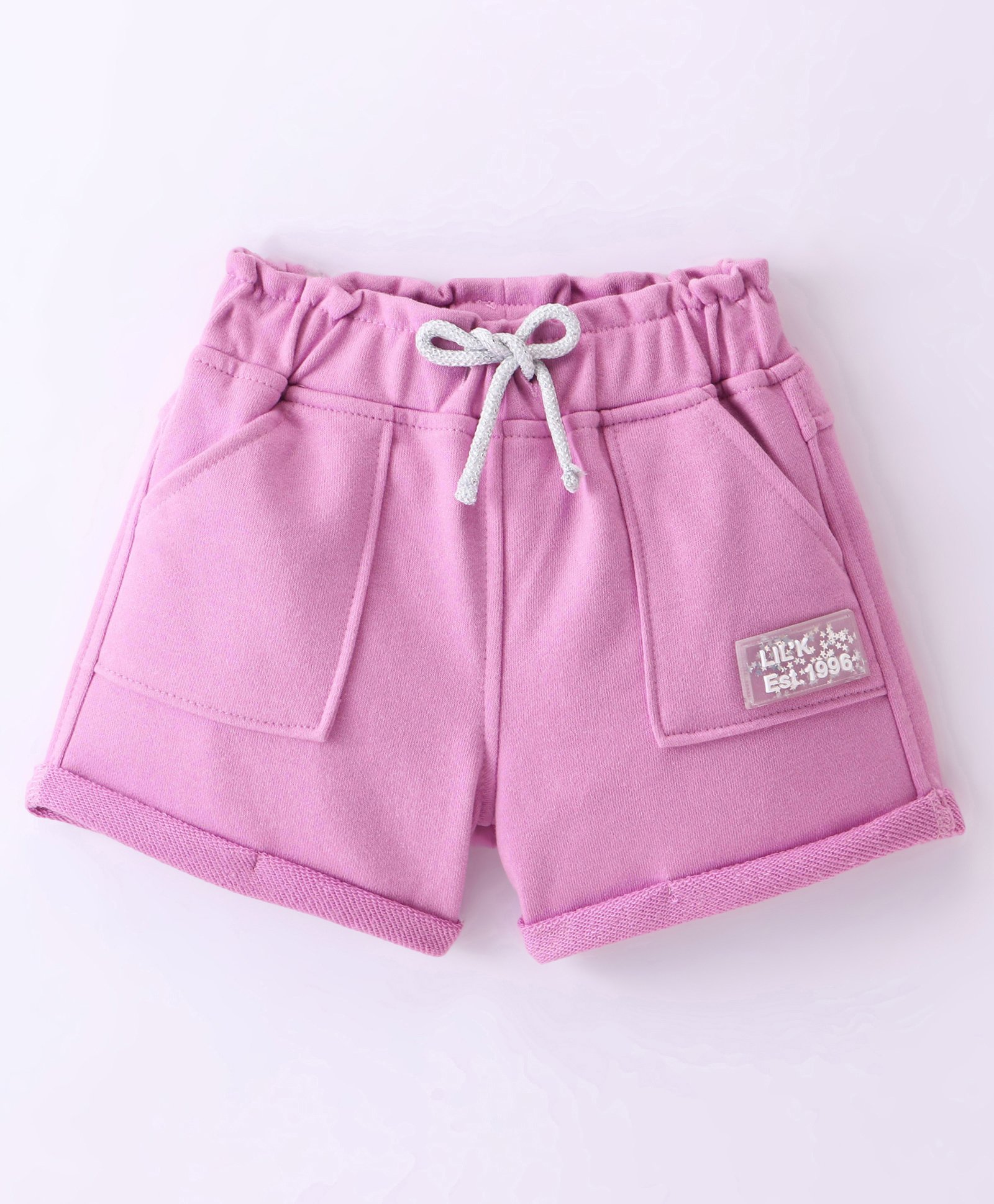 Little Kangaroos Cotton Knee Length Solid Shorts - Purple-picture-28