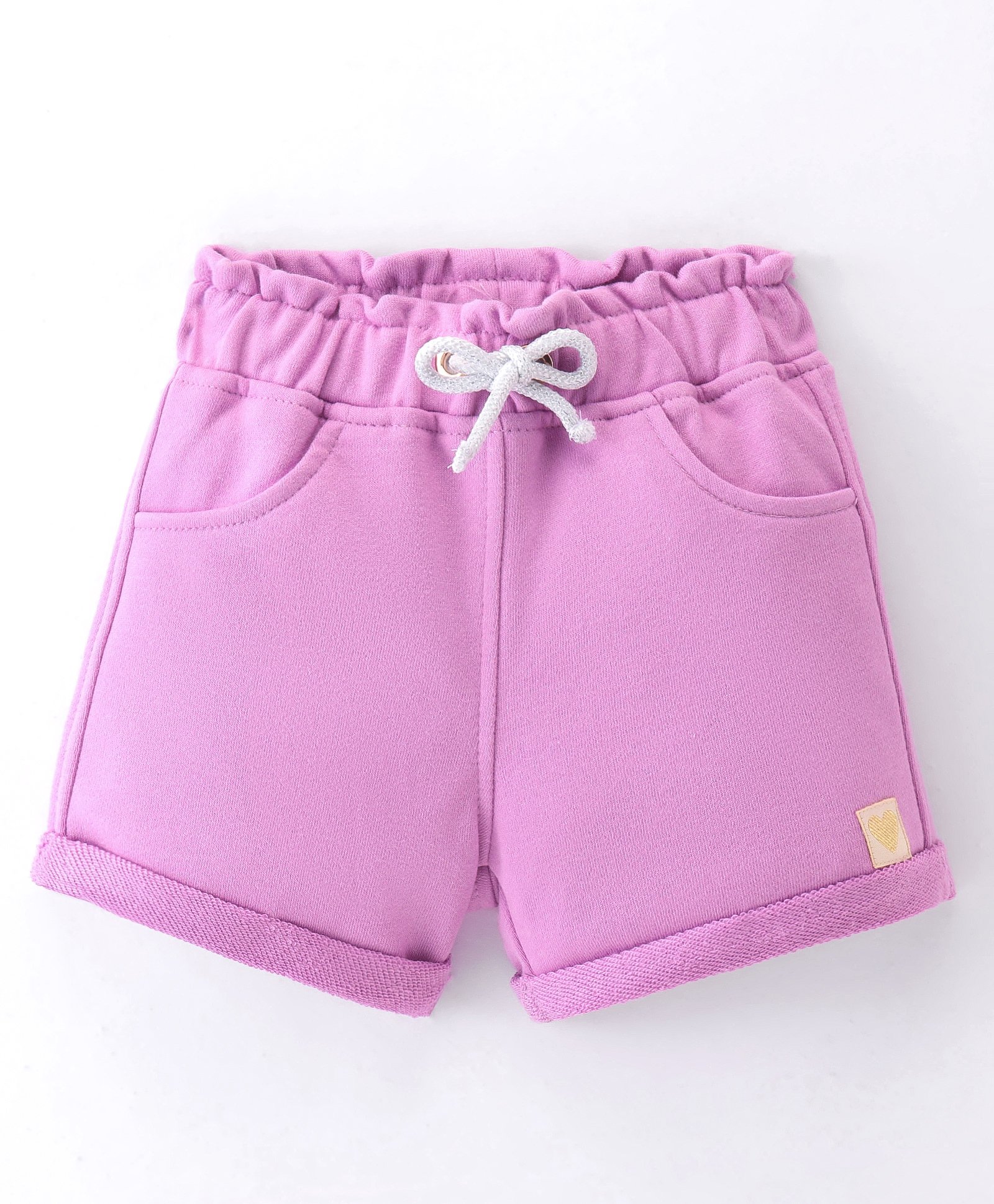 Little Kangaroos Cotton Woven Knee Length Solid Color Shorts - Purple-picture-23