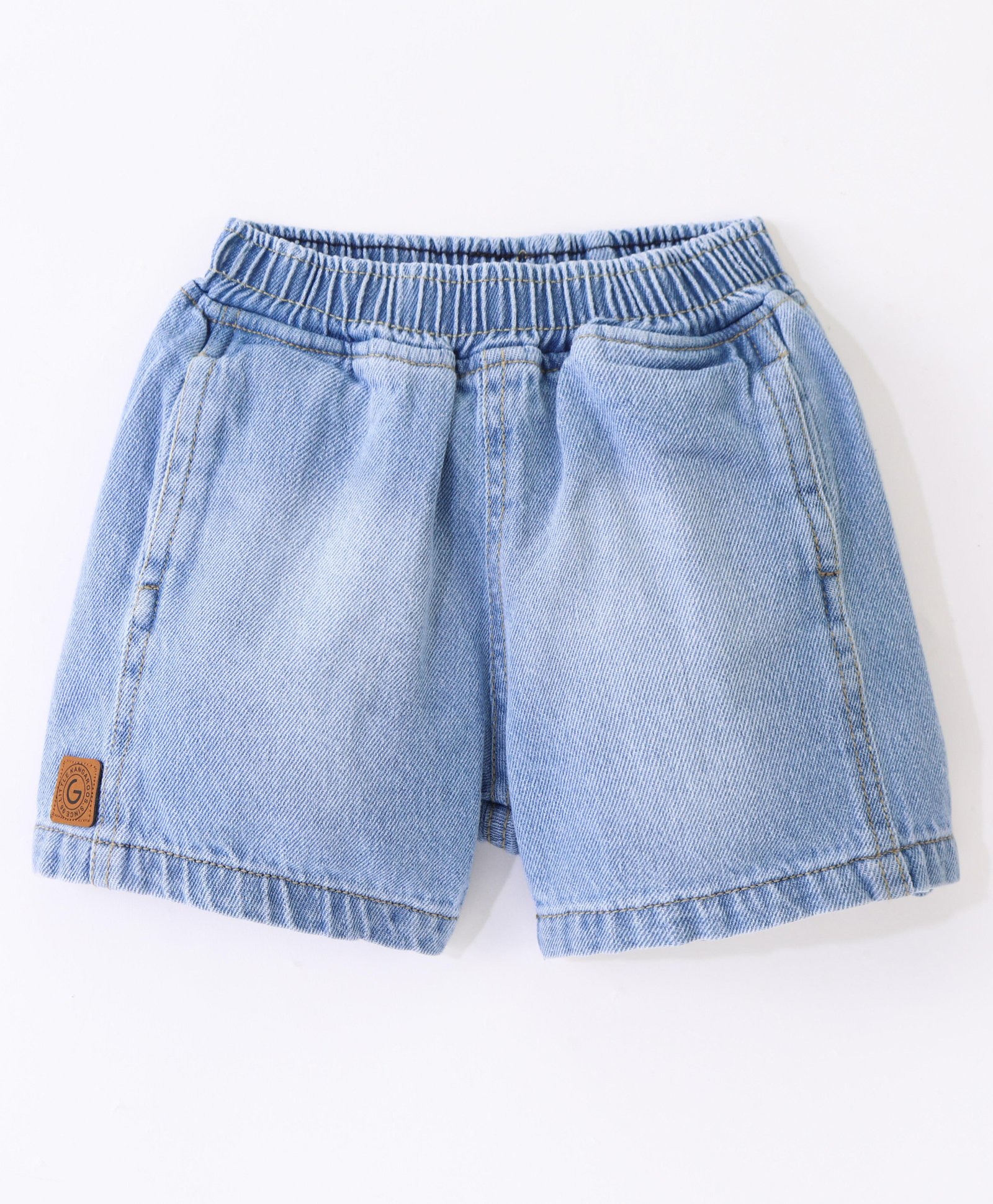 Little Kangaroos 100% Cotton Knit Knee Length Denim Shorts - Light Blue-picture-33