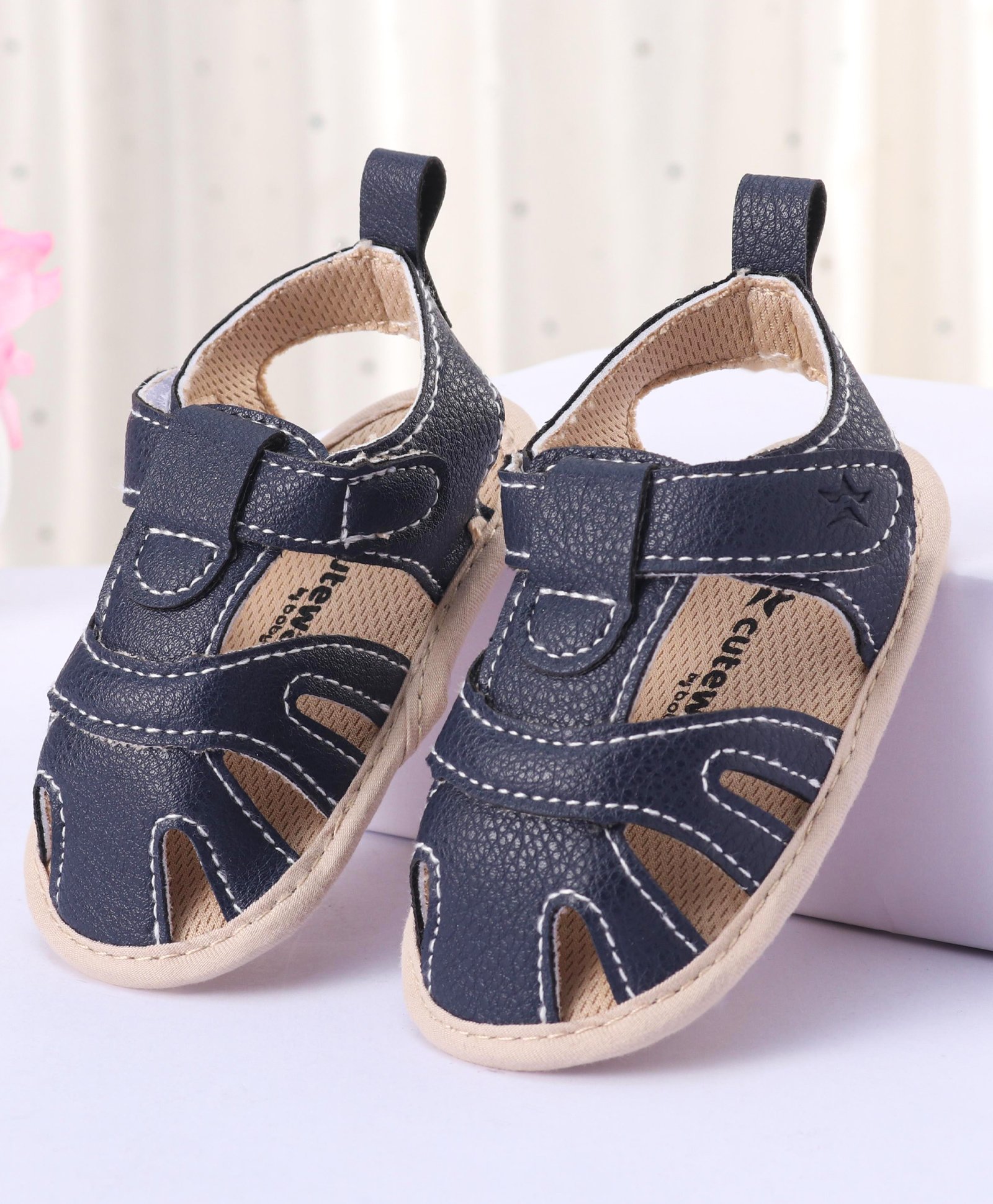 Cute Walk by Babyhug Velcro Closure Booties - Blue-image-23