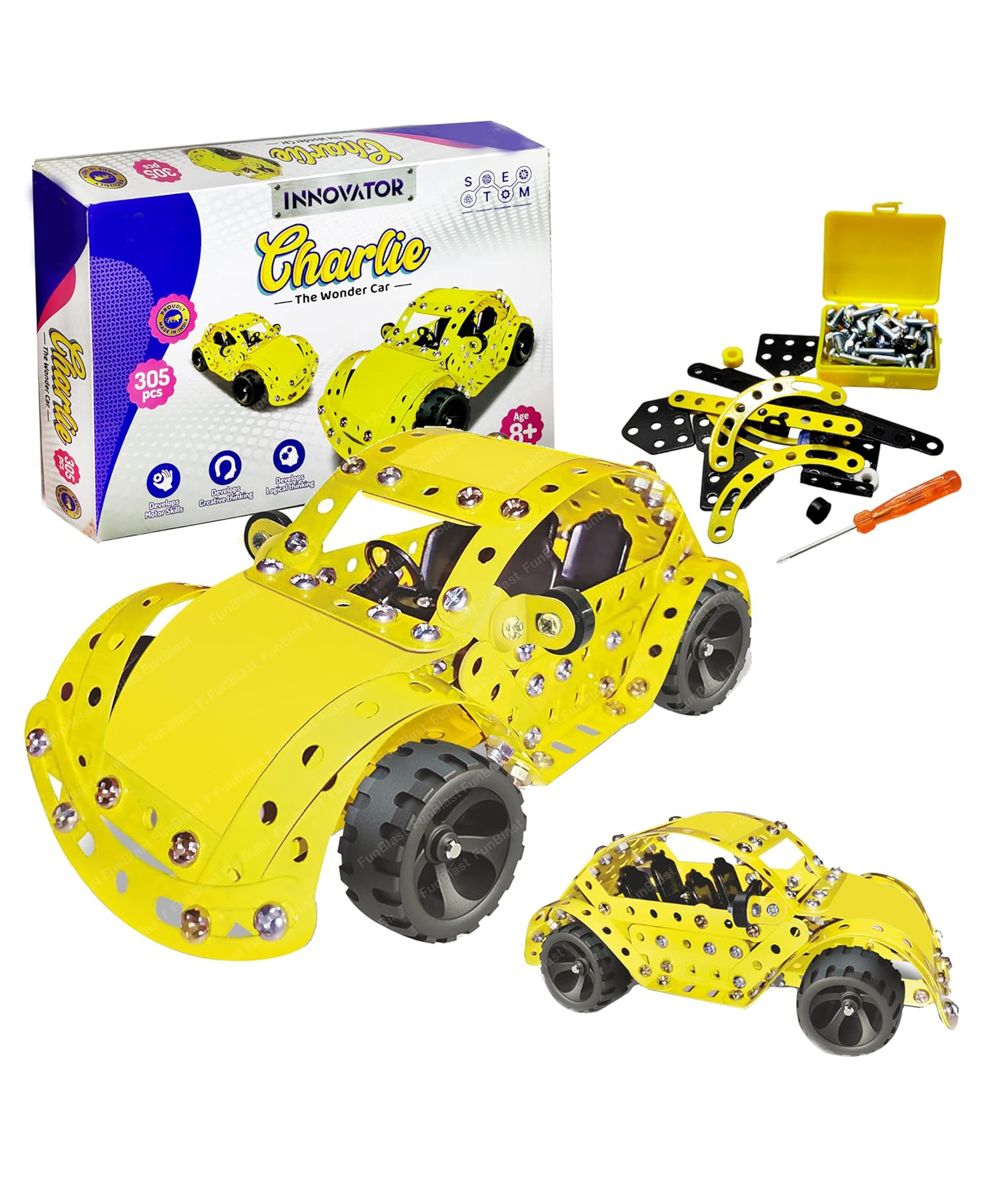 FunBlast Wonder Car Building & Assembling Play Set with Screw Driver  305 Pcs-image-9