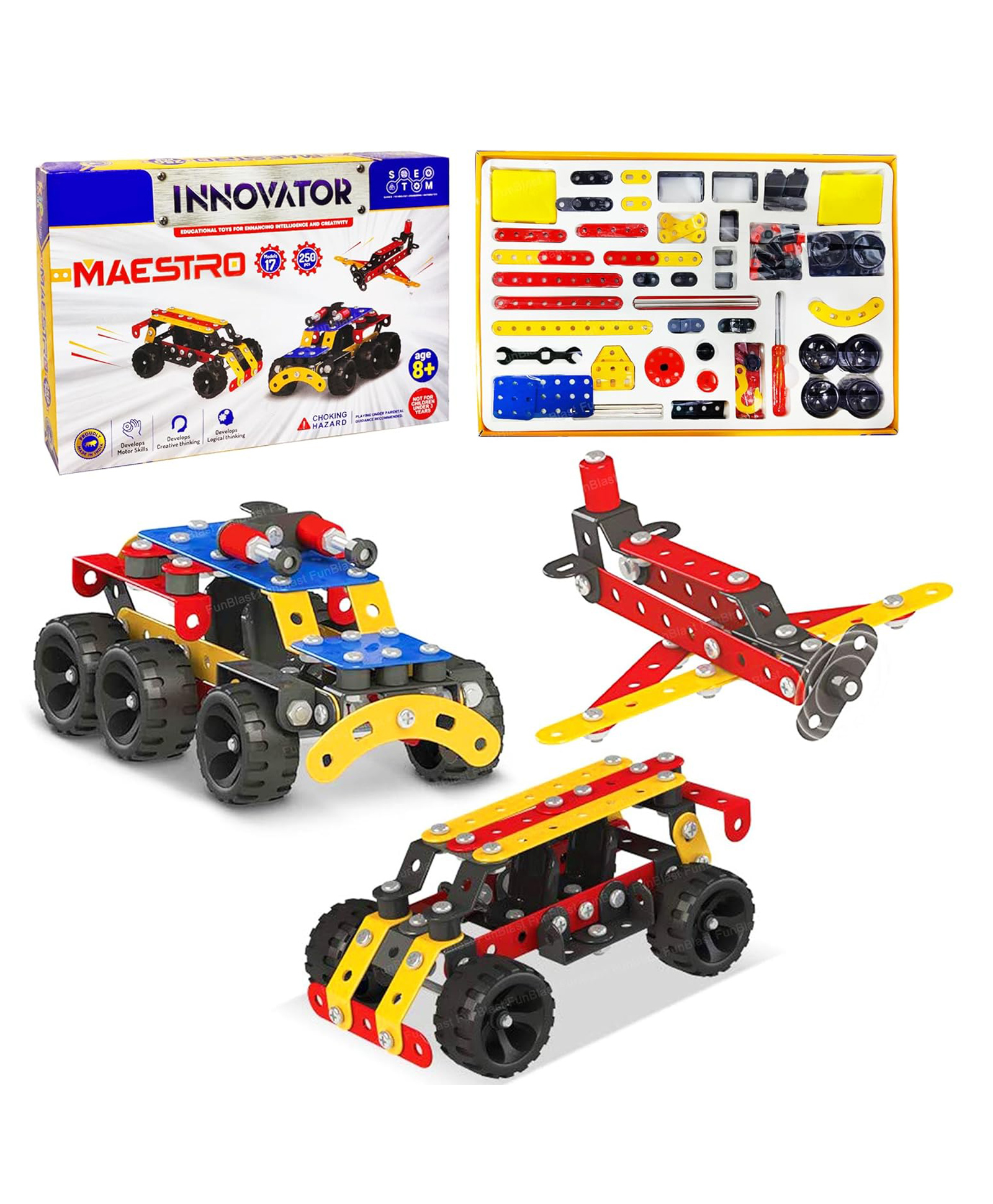 FunBlast Building & Assembling Play Set with Screw Driver  250 Pcs Construction Toys-image-10