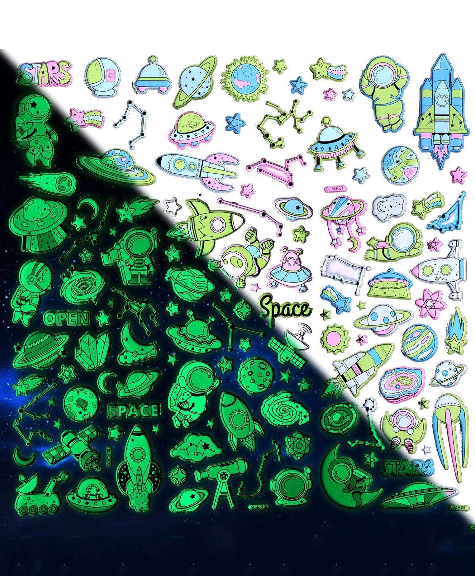 FunBlast Glow in The Dark Space Theme 3D Stickers Set  4 Sheets Stickers-picture-20
