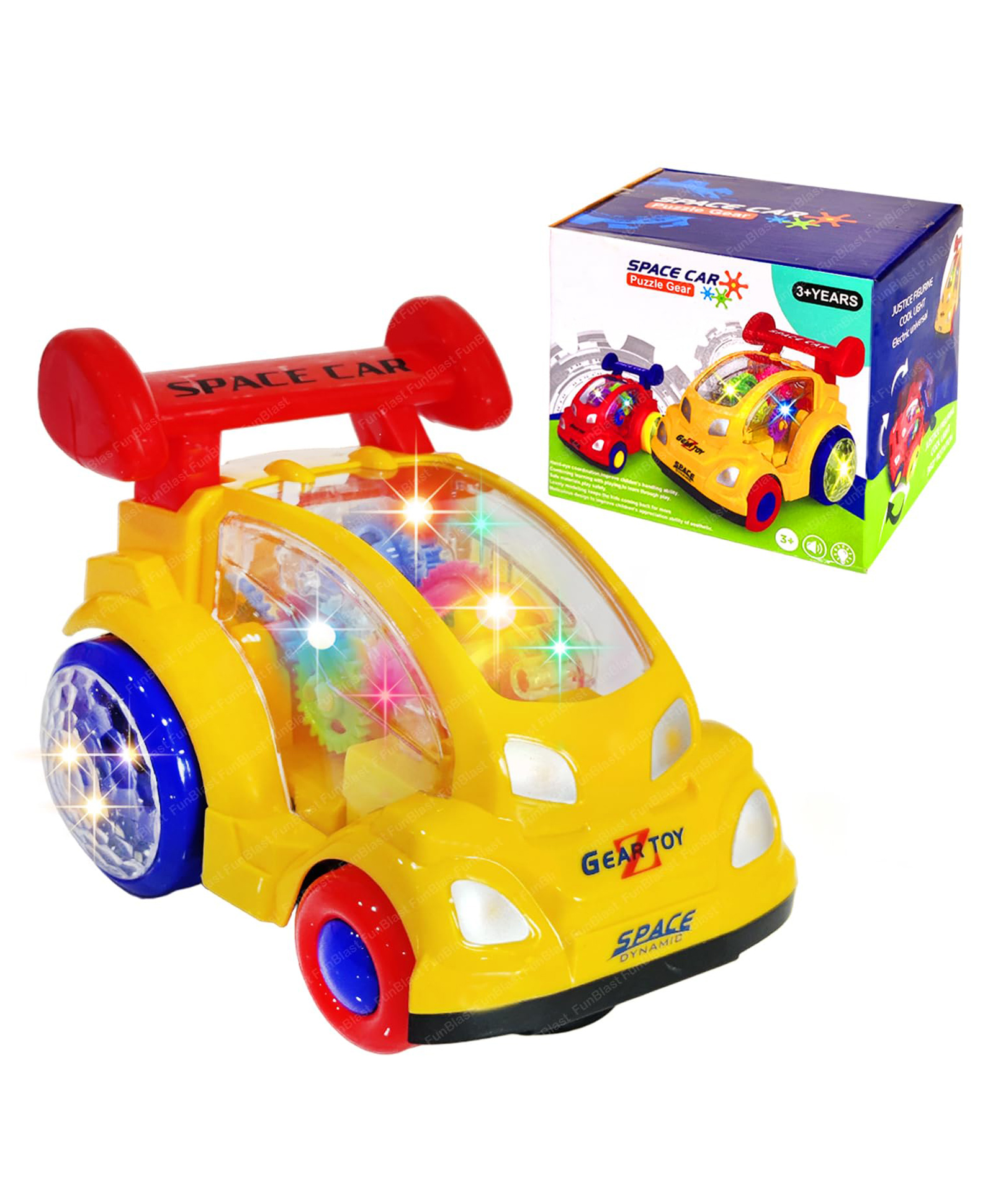 FunBlast Transparent Gear Car Toy with Flashing Lights and Music  1 Pc Random Color-picture-26