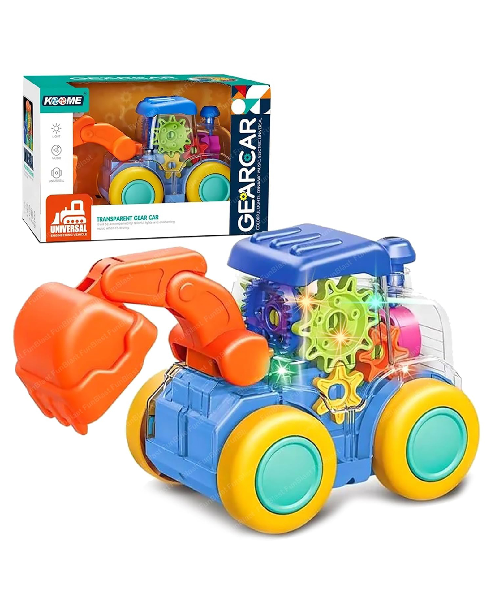 FunBlast Transparent Gear Excavator Truck Toy with Lights and Sound  Random Color-picture-11