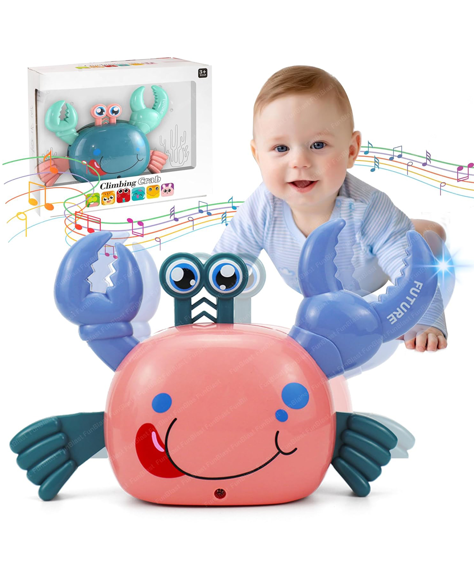 FunBlast Bump & Go Musical Crab Toy with Light & Sound  1 Pc ( Color May Vary )-image-48
