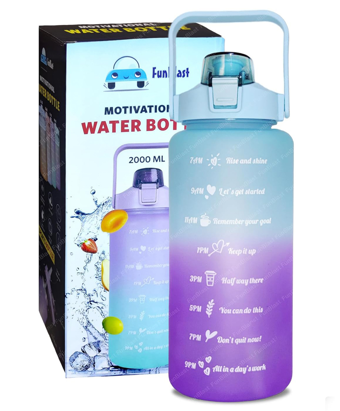 FunBlast Motivational Water Bottle with Time Marker  Multicolor-image-15
