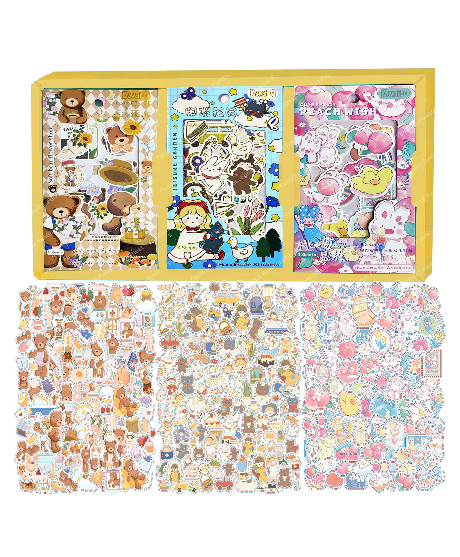 FunBlast DIY 3D Kawaii Stickers Set  12 Packets (340+ Pcs)-image-16