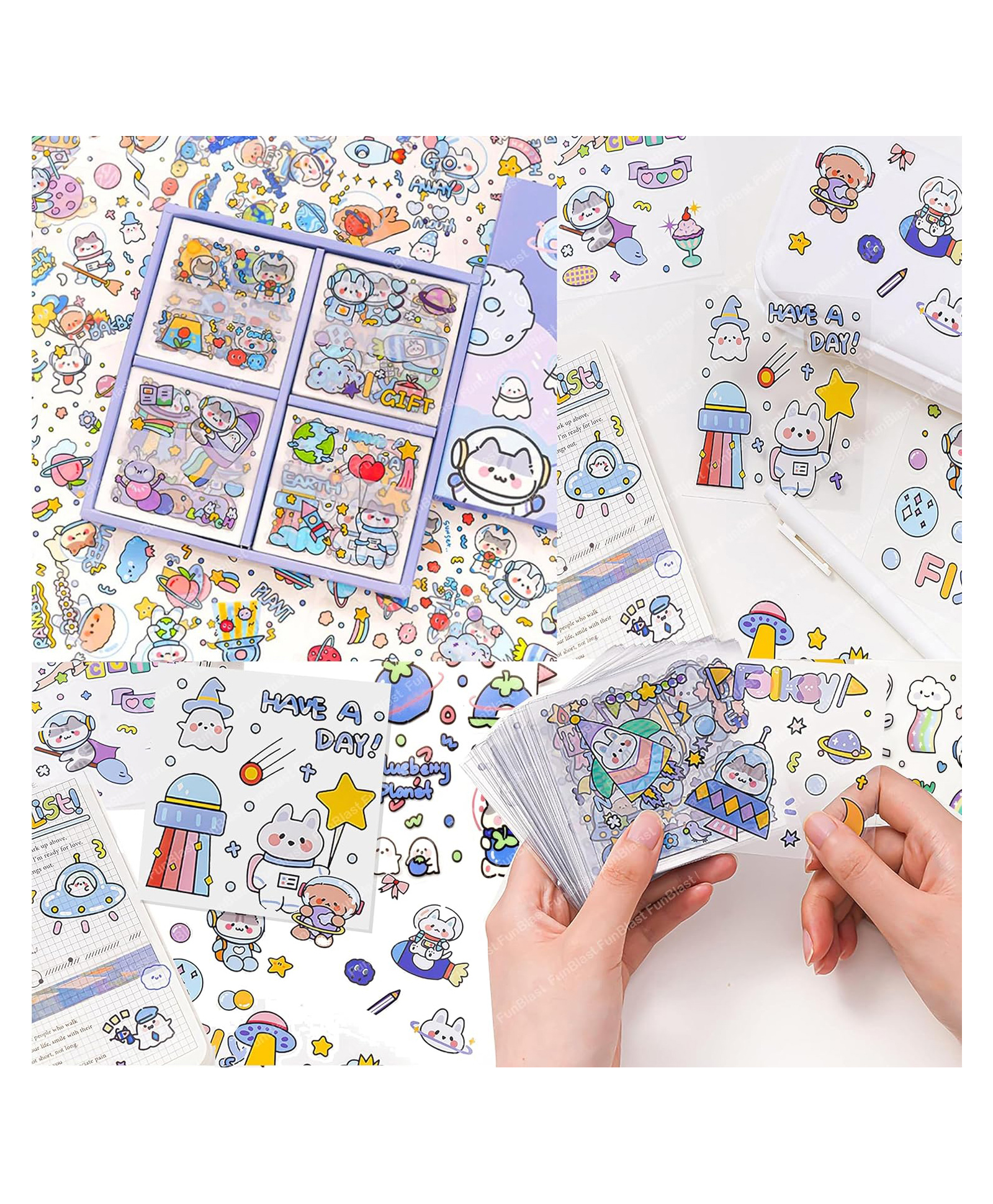 FunBlast Cute Outer Space Theme Kawaii Stickers  100 Sheets-image-25