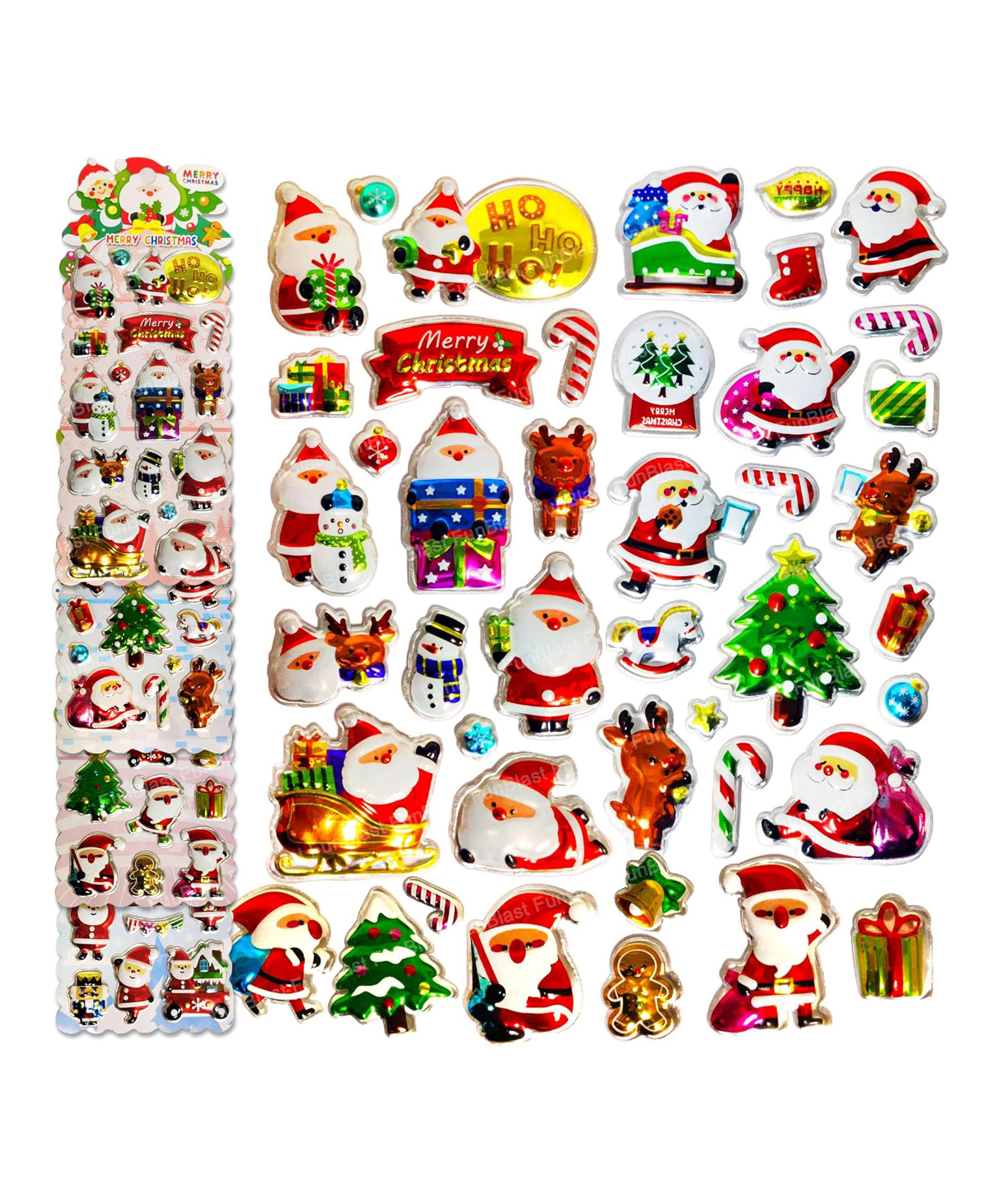 FunBlast Christmas Theme Kawaii Stickers Set  Set of 4 Sheets Multicolor-image-31