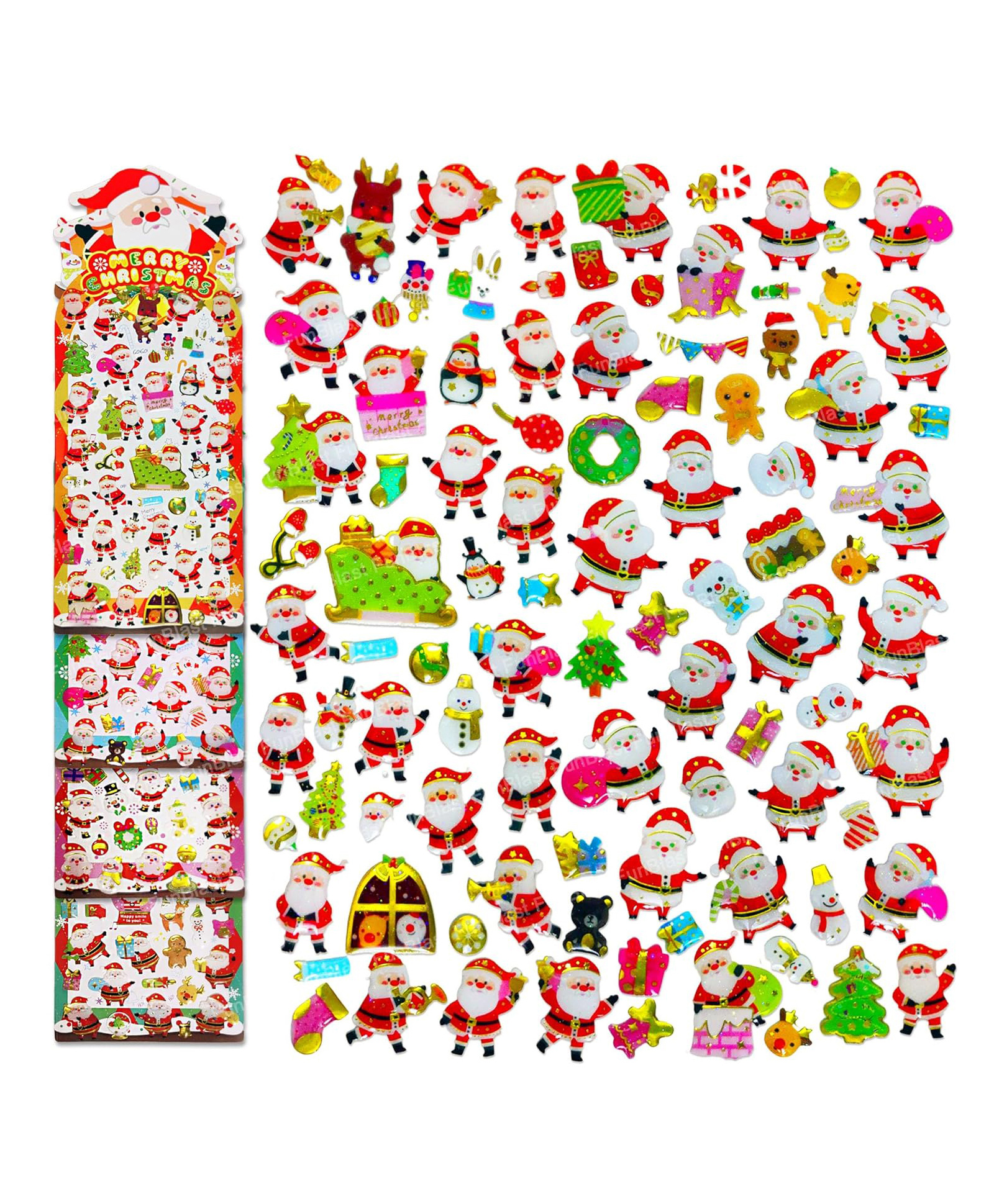 FunBlast Christmas Theme Kawaii Stickers Set  Set of 4 Sheets Multicolor-image-32