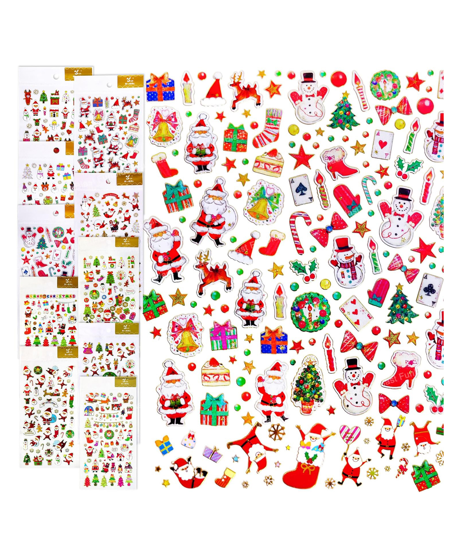 FunBlast Christmas Theme Kawaii Stickers Set  Set of 10 Sheets Multicolor-image-20
