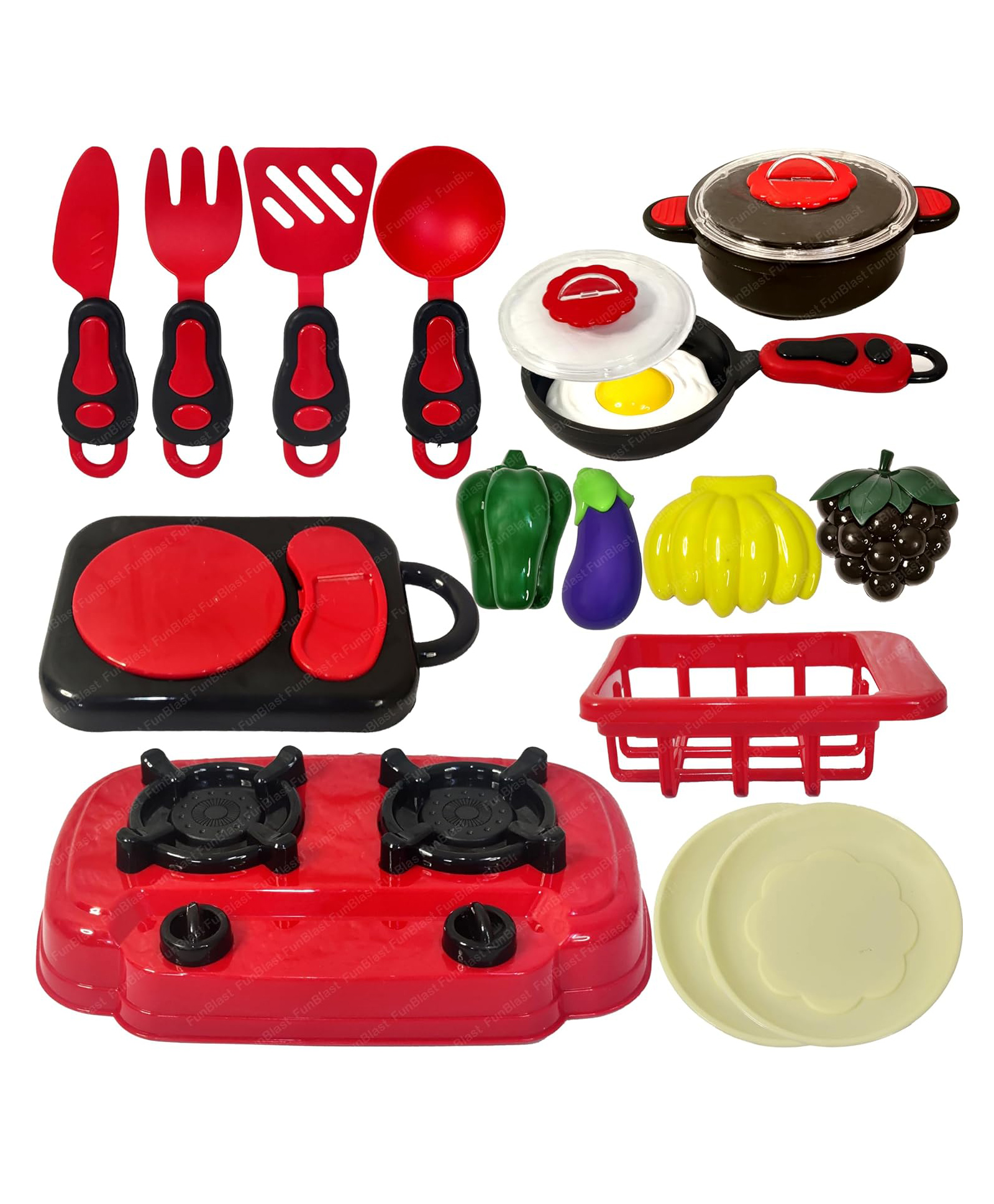 FunBlast Kitchen Play Set Toys for Kids  19 Pcs Cooking Set with Utensils-picture-12