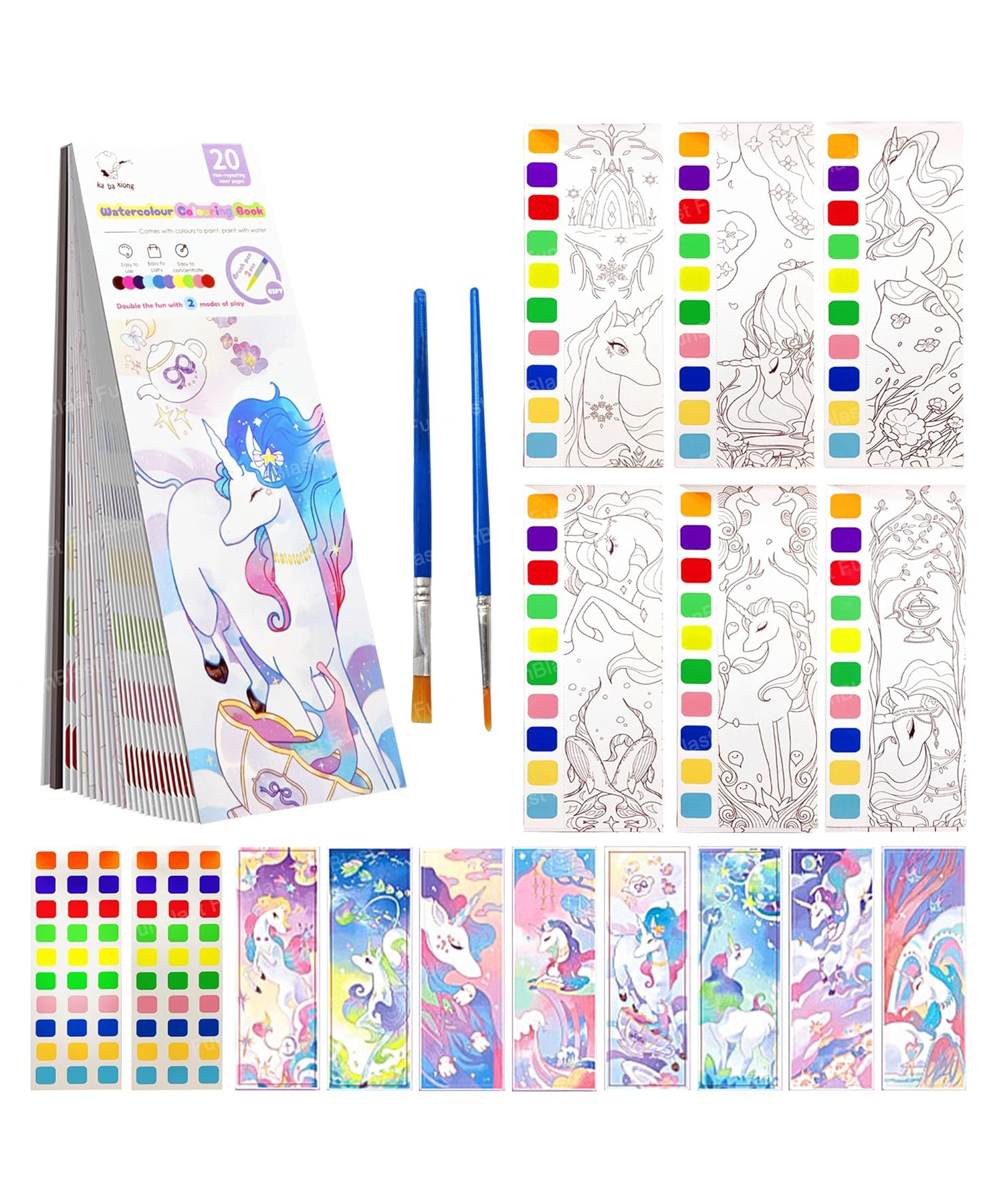 FunBlast Unicorn Theme 2 in 1 Painting & Drawing Book with Paint Brush  Multicolor-image-14