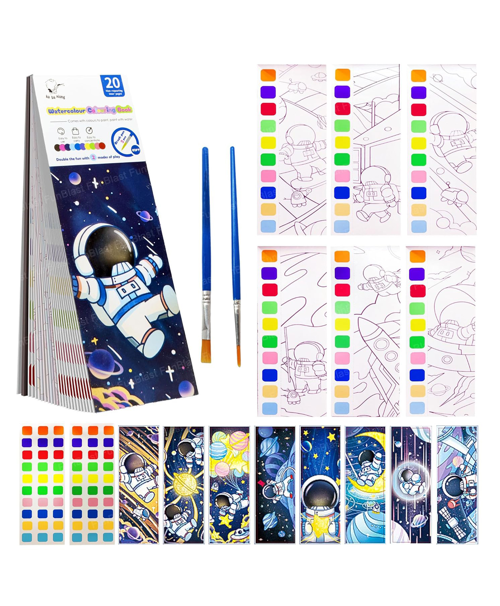 FunBlast Space Theme 2 in 1 Painting & Drawing Book with Paint Brush  Multicolor-image-28