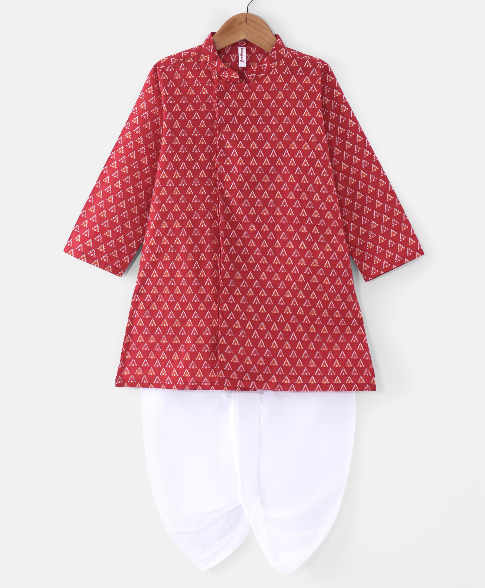 Babyhug Cotton Woven Full Sleeves Printed Dhoti Kurta Set - Red-image-49