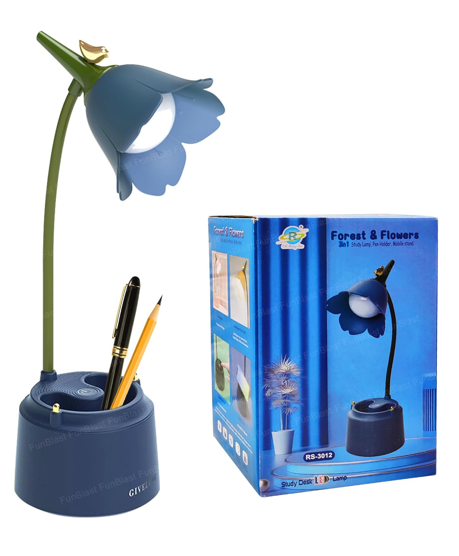 FunBlast 3 in 1 Study Table Lamp with Pen Holder & Mobile Stand  Blue-image-3