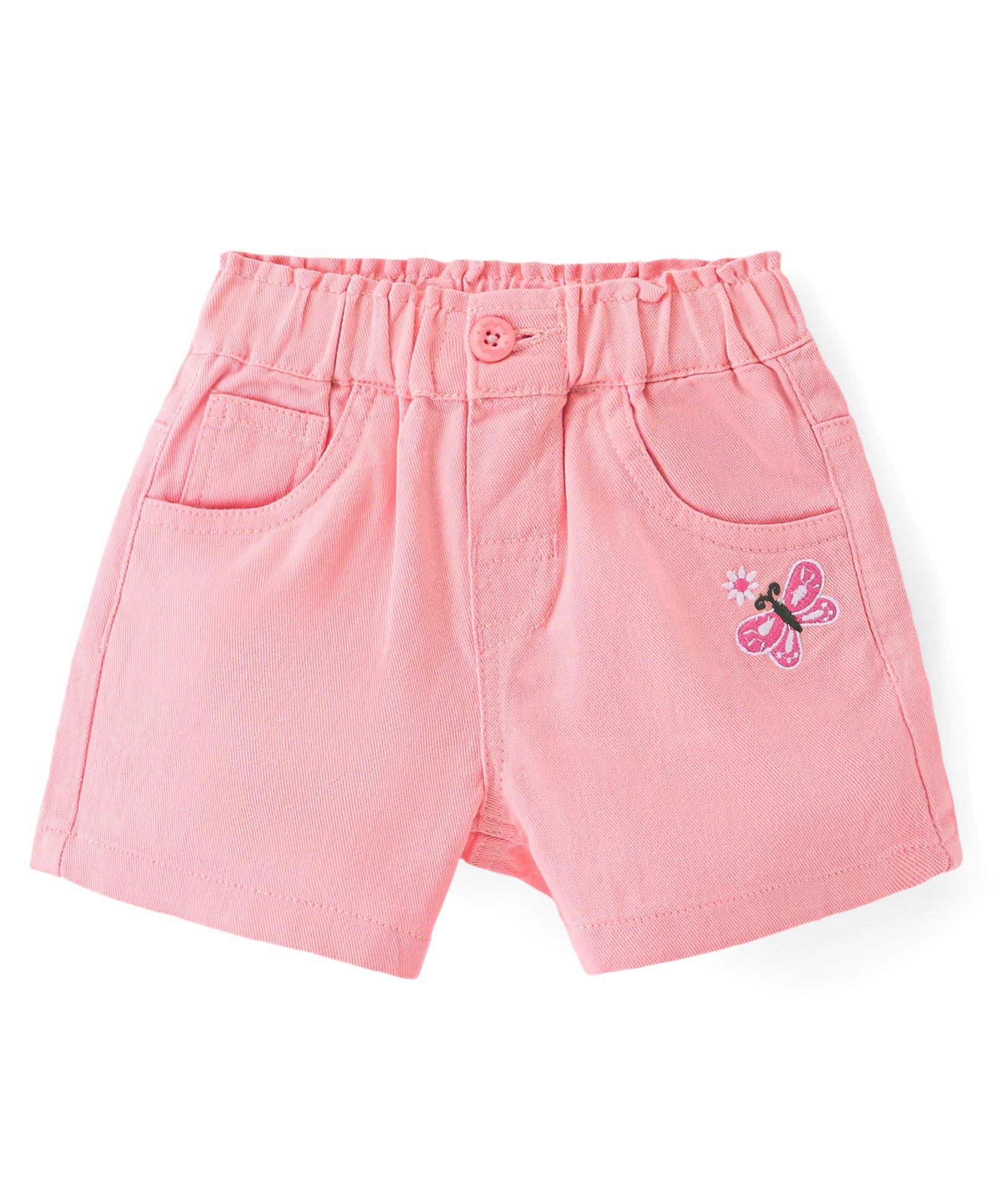 Babyhug Woven Mid Thigh Length Butterfly Embroidered Stretchable Shorts - Pink-image-25
