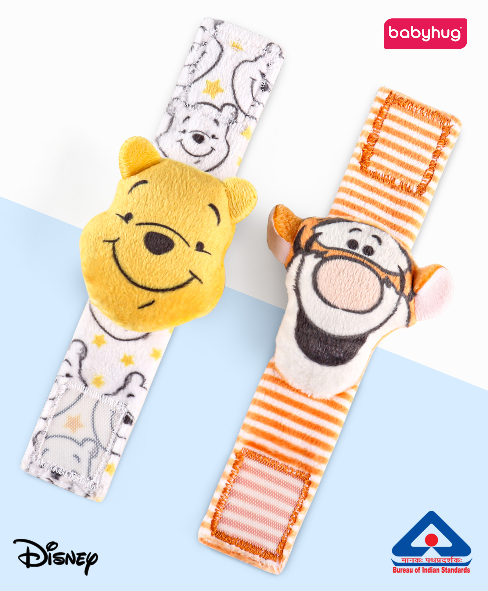 Babyhug Disney Tigger and Pooh Wrist Rattles Pack of 2 - Multicolor