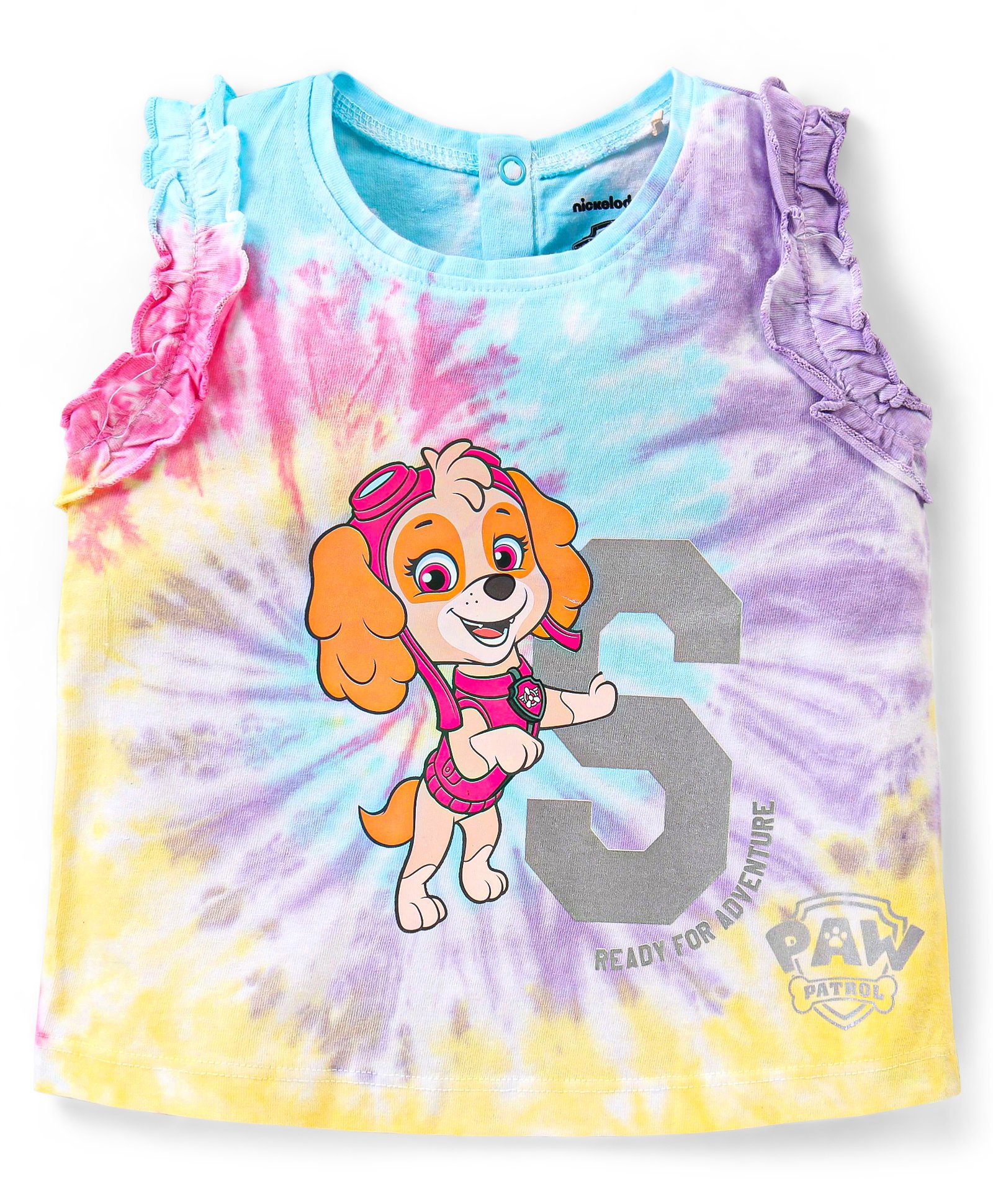 Babyhug 100% Cotton Knit Dye Sleeveless Top Paw Patrol Skye Graphics With Frill Detailing - Multicolor-picture-12