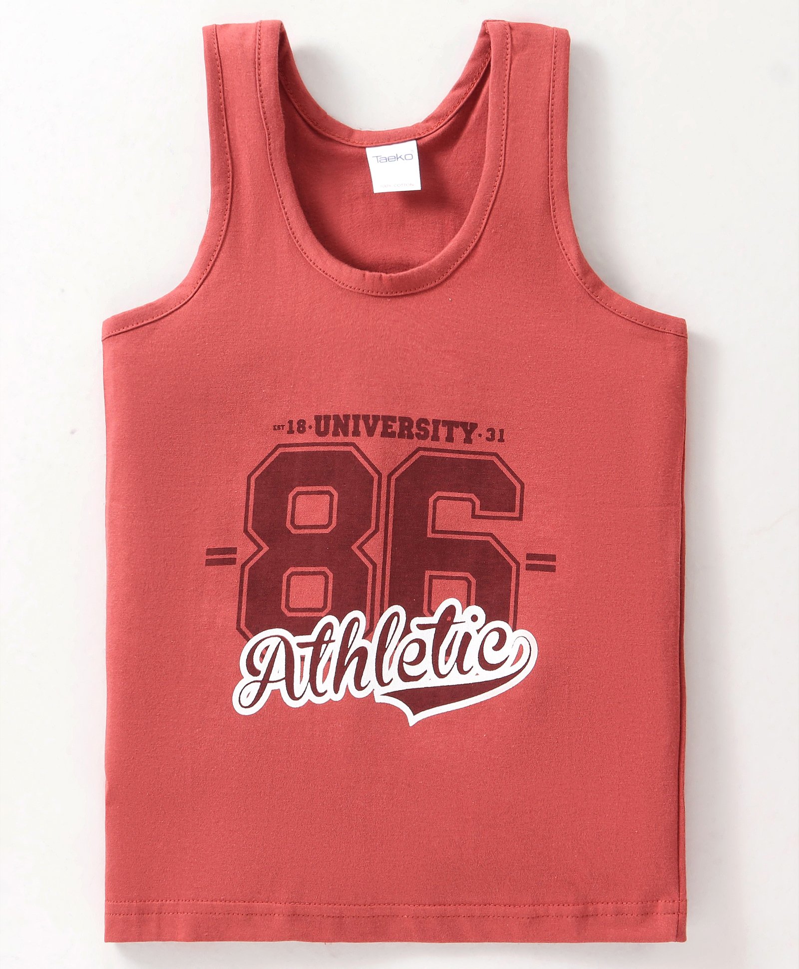 Taeko Single Jersey Sleeveless Vests Number Print -Red-picture-15