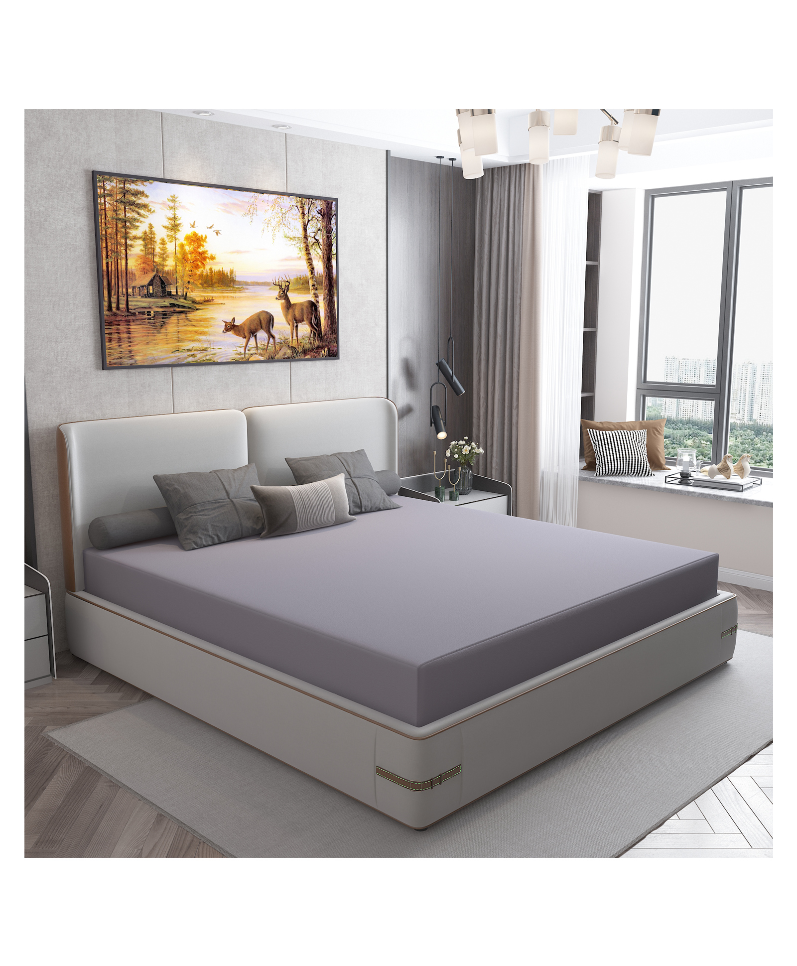 DREAM CARE Water Proof Lycra Stretchable Fitted Mattress Protector (Grey)-image-41