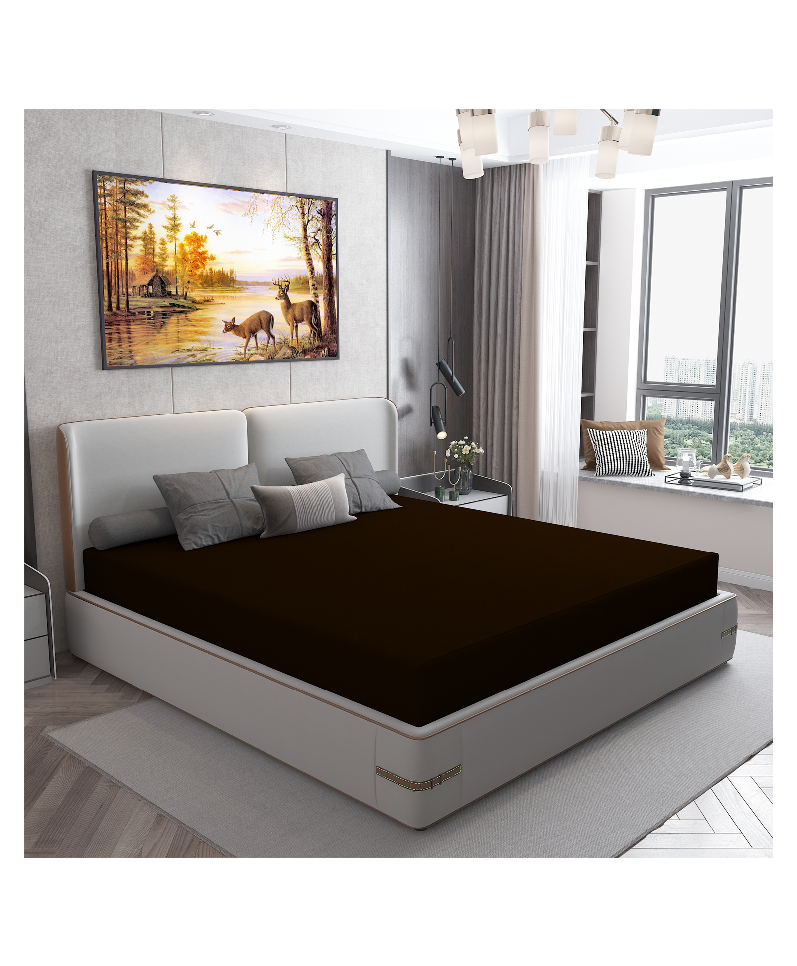 DREAM CARE Water Proof Lycra Stretchable Fitted Mattress Protector 72x48 Inch for Single Bed with Elastic Strap | Water Resistant Ultra Soft Mattress Cover | Hypoallergenic Bed Cover (Coffee)-image-5