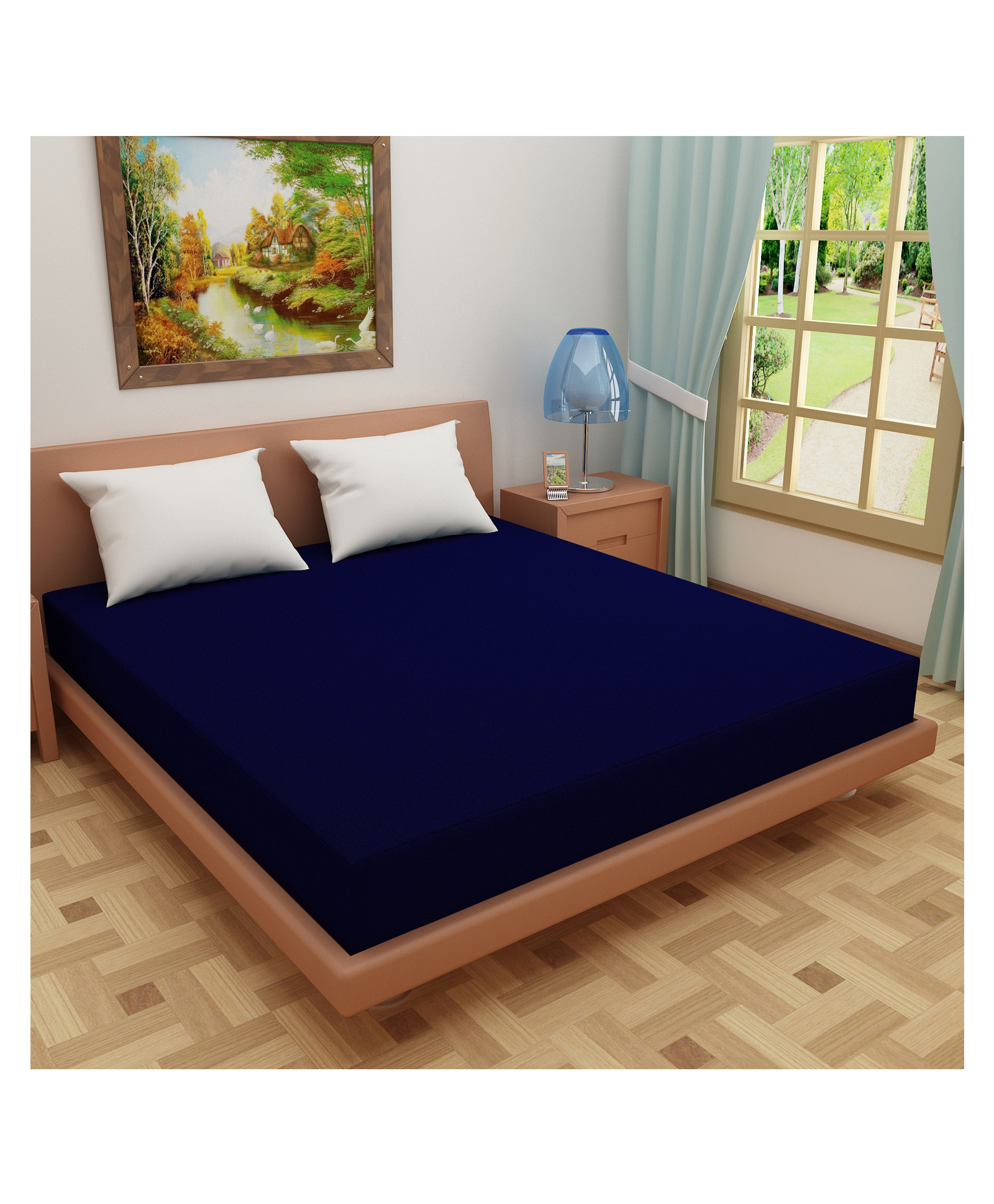 DREAM CARE Cotton Feel Terry Mattress Protector - Blue-picture-39