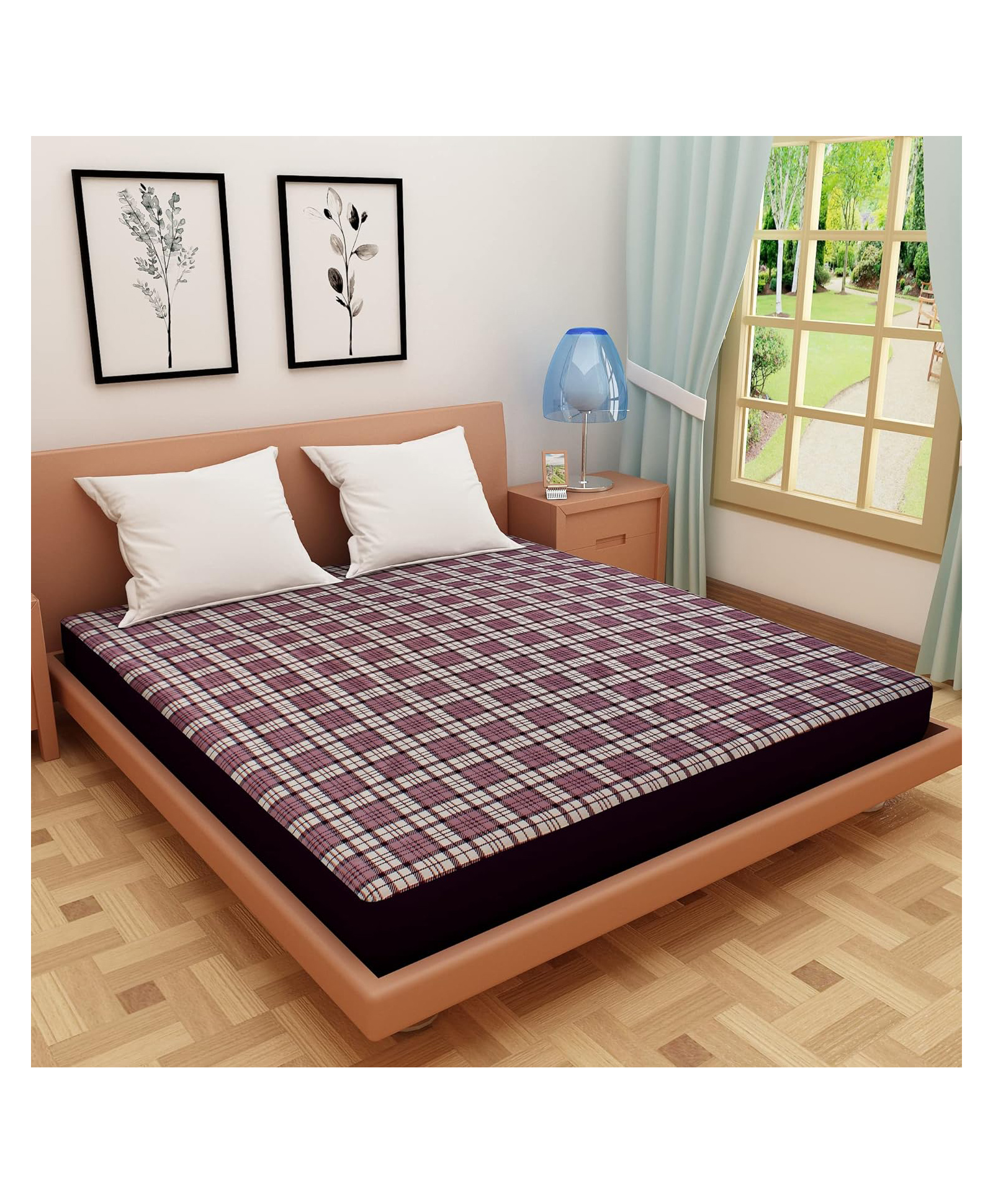 DREAM CARE Cotton Feel Terry Mattress Protector - Maroon-picture-24