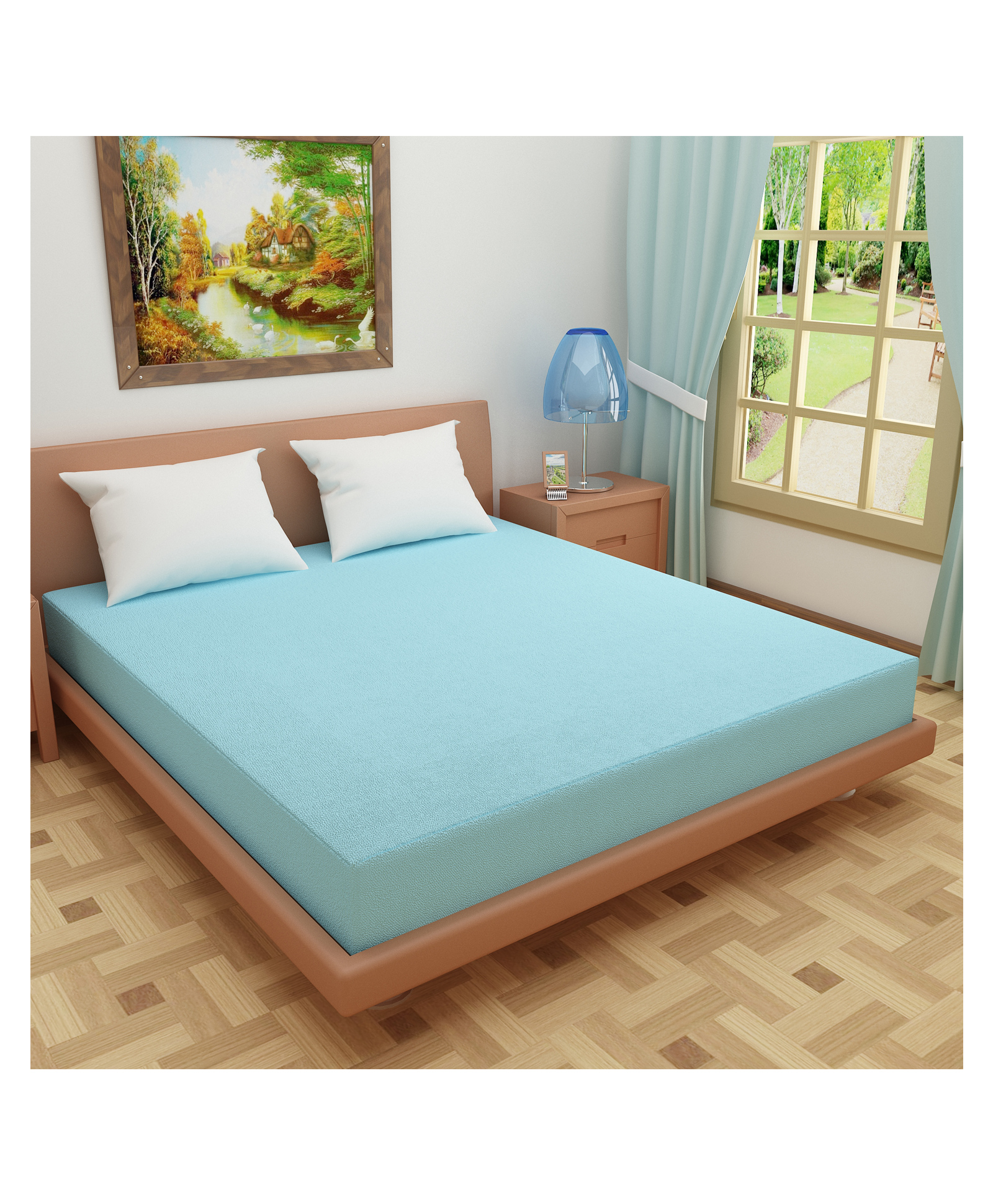 DREAM CARE Cotton Feel Terry Mattress Protector - Blue-picture-37