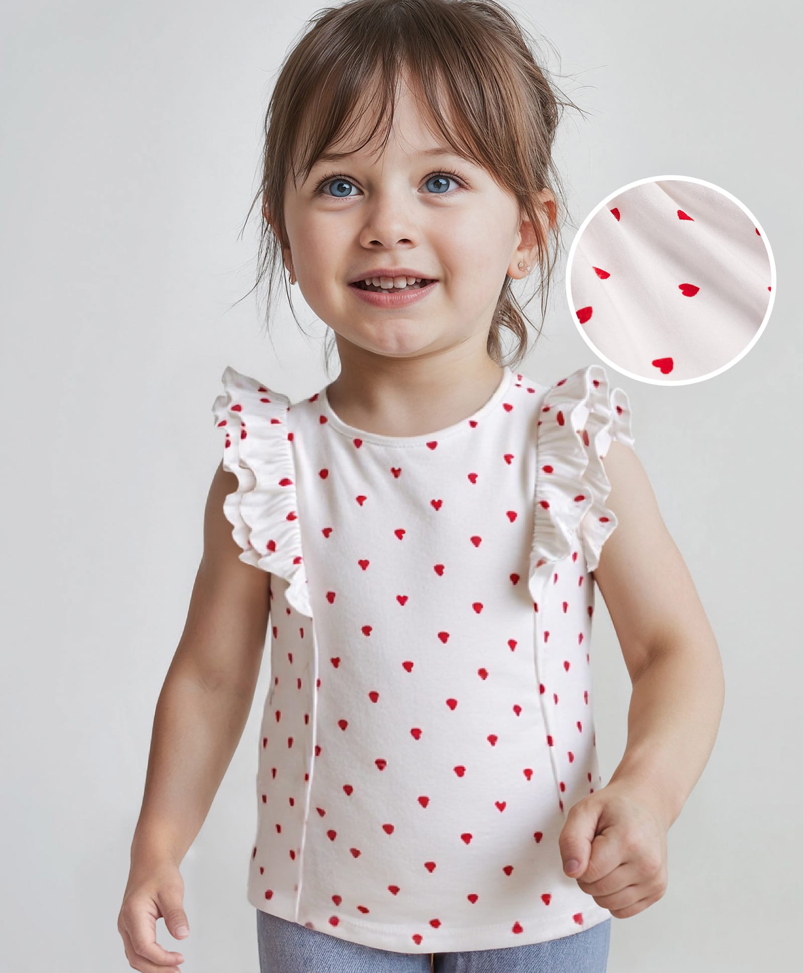 Babyhug Cotton Knit Tie & Dye Sleeveless Top with Beach Print and Frill Detailing - White & Pink-picture-27