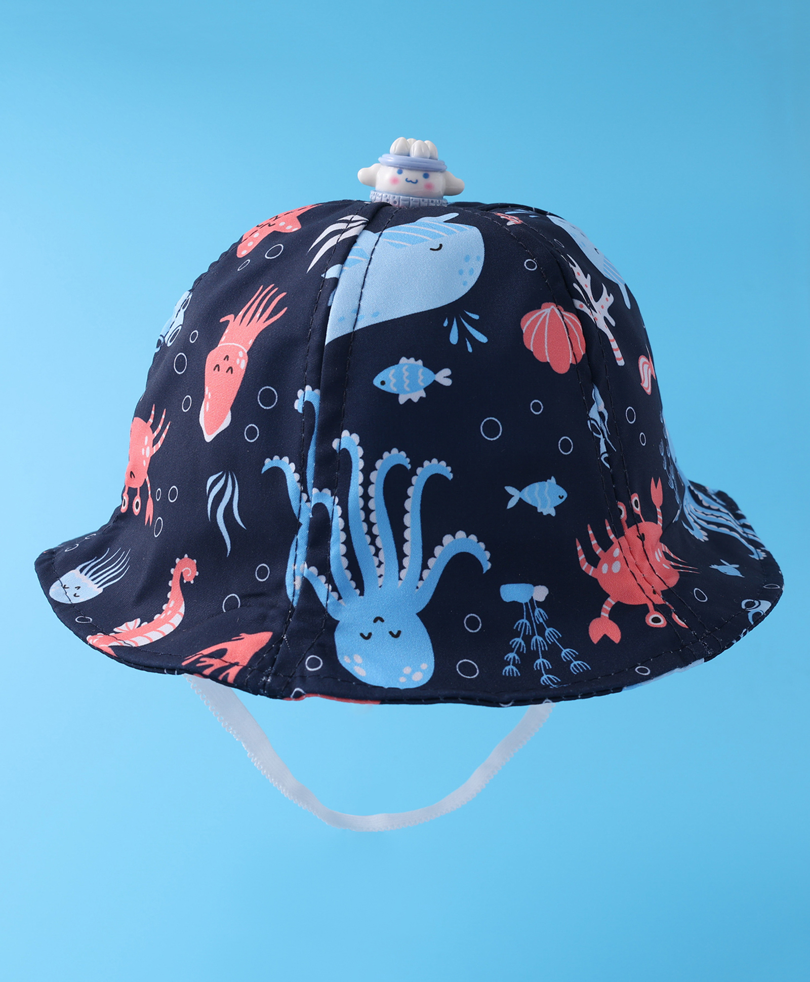 Babyhug Bucket Hat Aquatic Animal Print - Navy Blue-image-40
