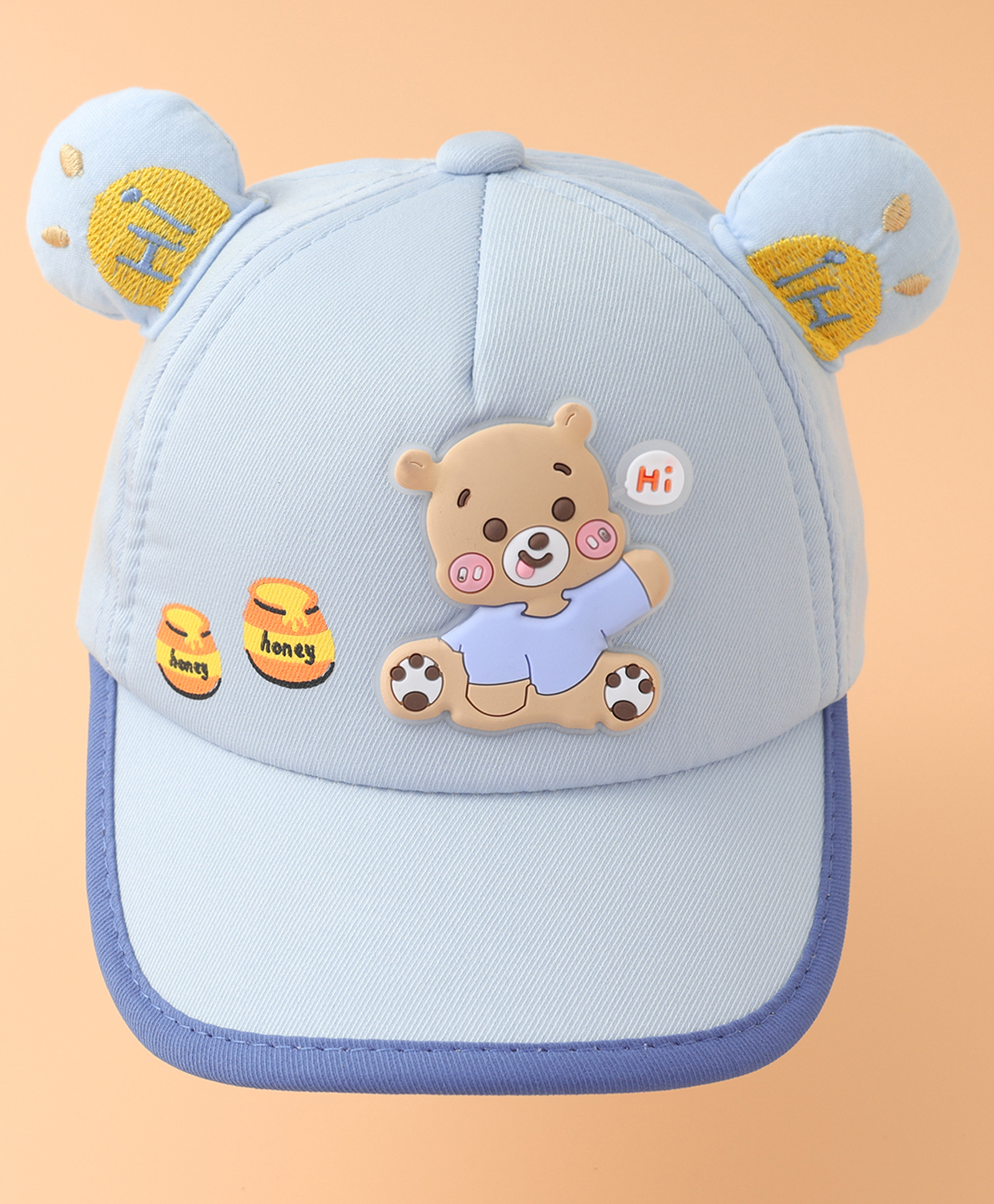 Babyhug Baseball Cap With Bear Applique-  Blue-picture-20