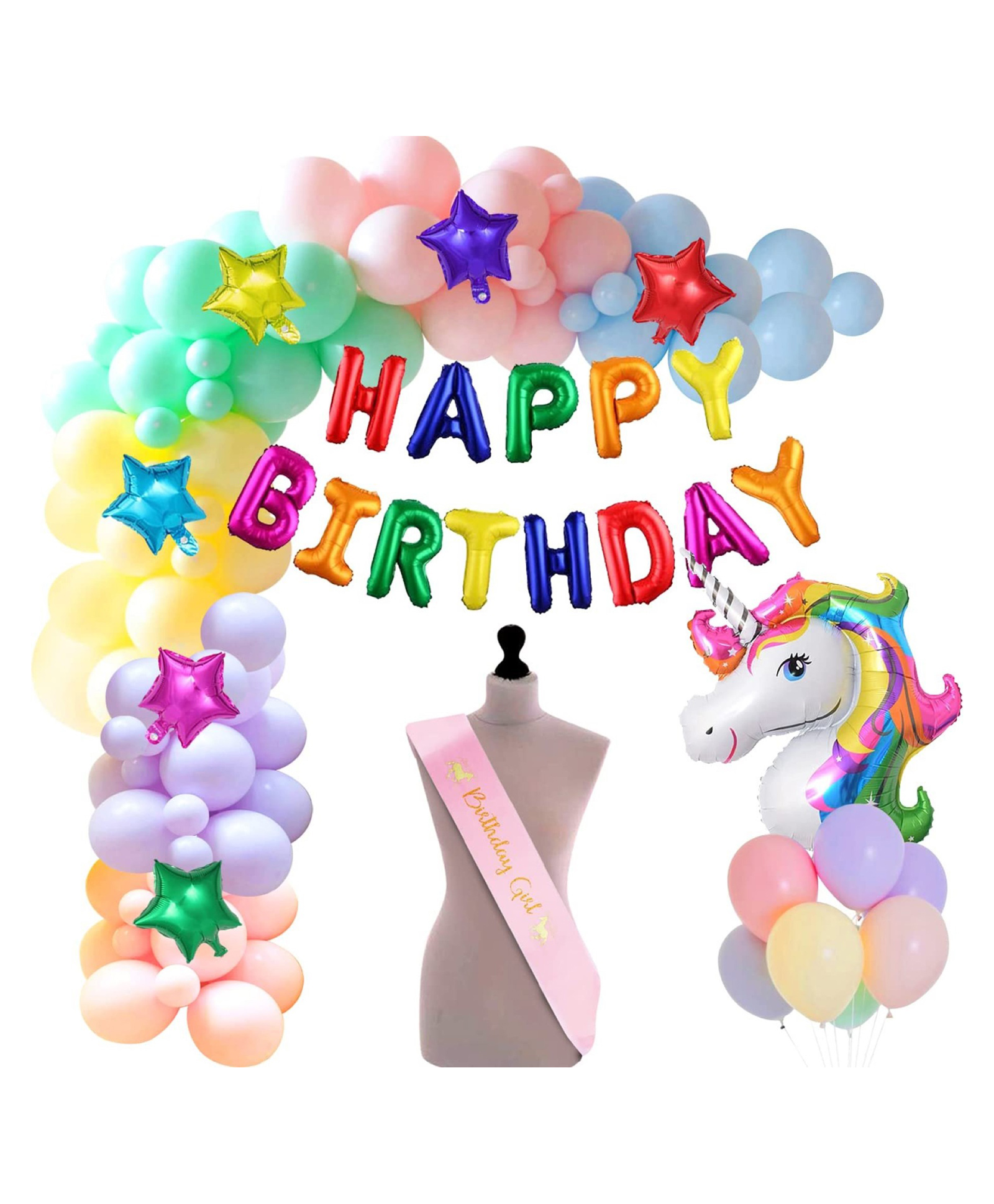 Surprise Decor Unicorn Theme Latex Birthday Decorations Items Multicolor Combo Set 51Pcs Kit For Happy Birthday Decoration Kit For Girls Unicorn Birthday Decorations Baby Birthday Decoration Items-image-45
