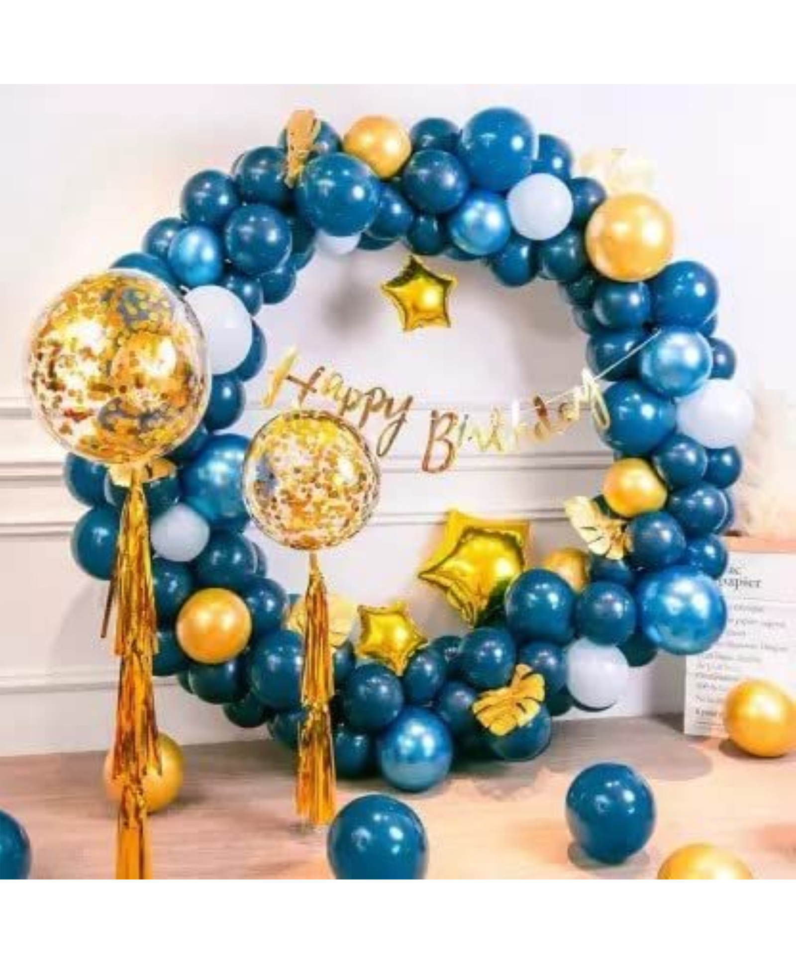 Surprise Decor Sons 133 Pcs Blue Golden Confetti Balloons Birthday Decoration Kit Combo-picture-45