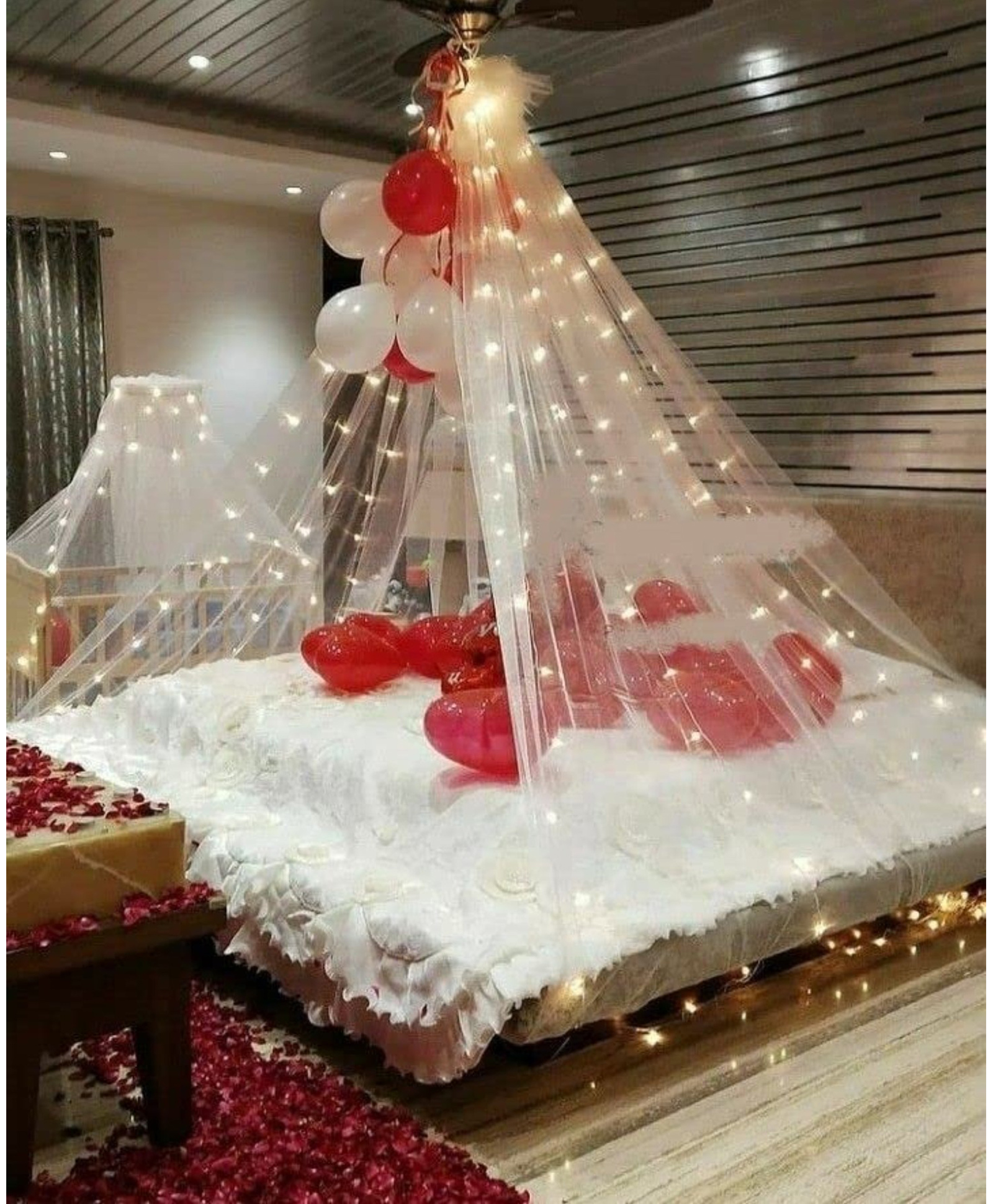 Surprise Decor 71pcs Red Heart Shape balloon with White net Party Supplies Birthday Decorations for Girls Boys, Balloons, Net Backdrop, Led light for Party Decoration (White red Heart) Size - 10ft X 5ft-image-14