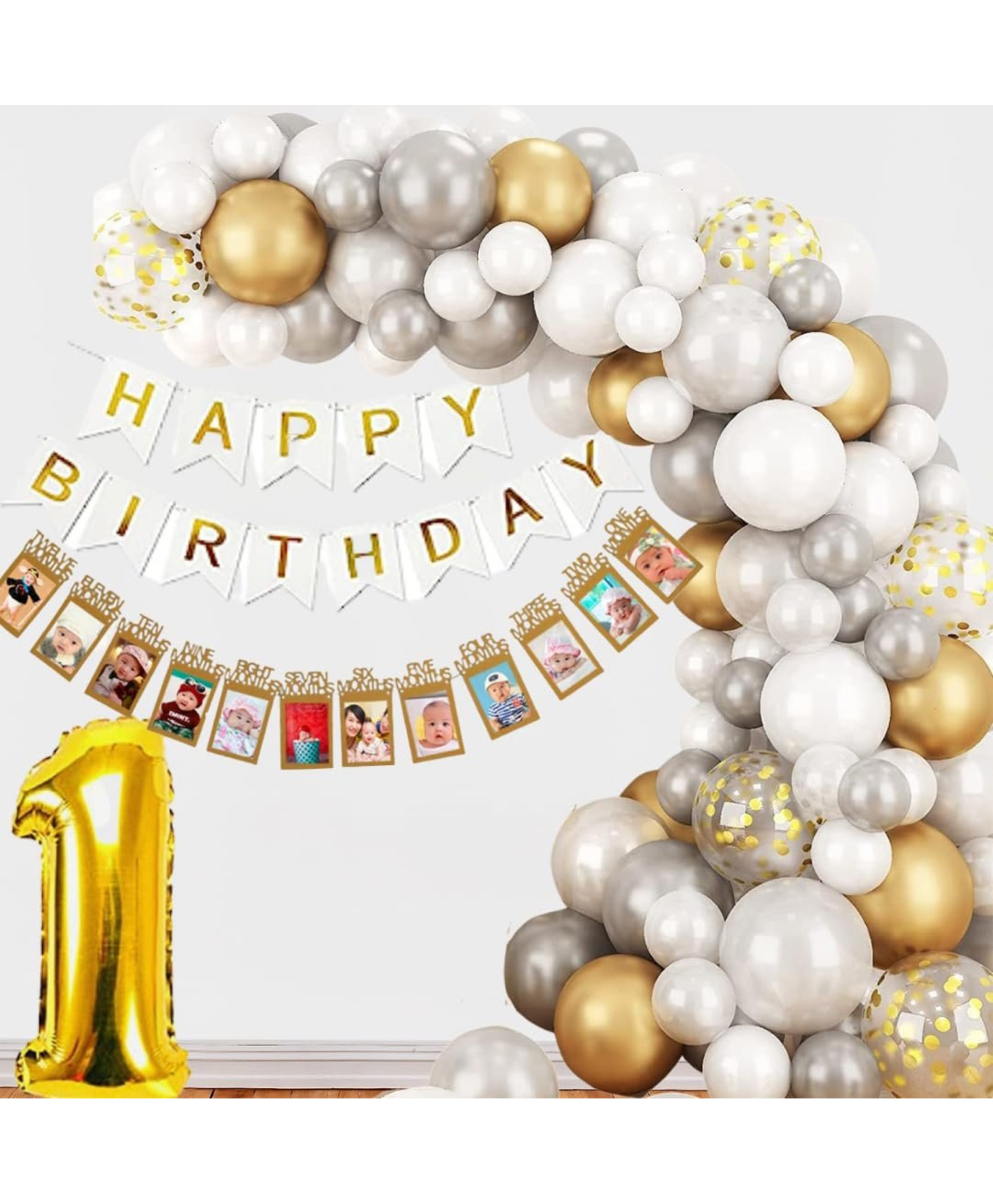Surprise Decor Golden First Birthday Decorations for Boys, Girls, Kids - 1st Birthday Decorations for Girls, Boys - 1st Birthday Theme Decoration Combo - 1st Birthday Party Supplies for Boys, Girls-image-37