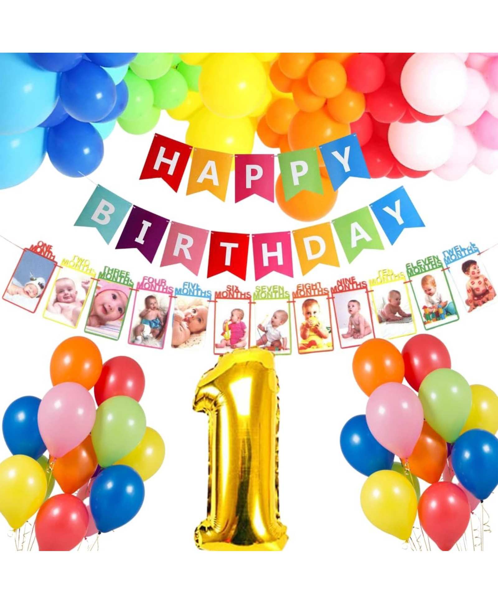 Surprise Decor First Birthday Decorations for Boys, Girls, Kids - 1st Birthday Decorations for Girls, Boys - 1st Birthday Theme Decoration Combo - 1st Birthday Party Supplies for Boys, Girls-picture-0