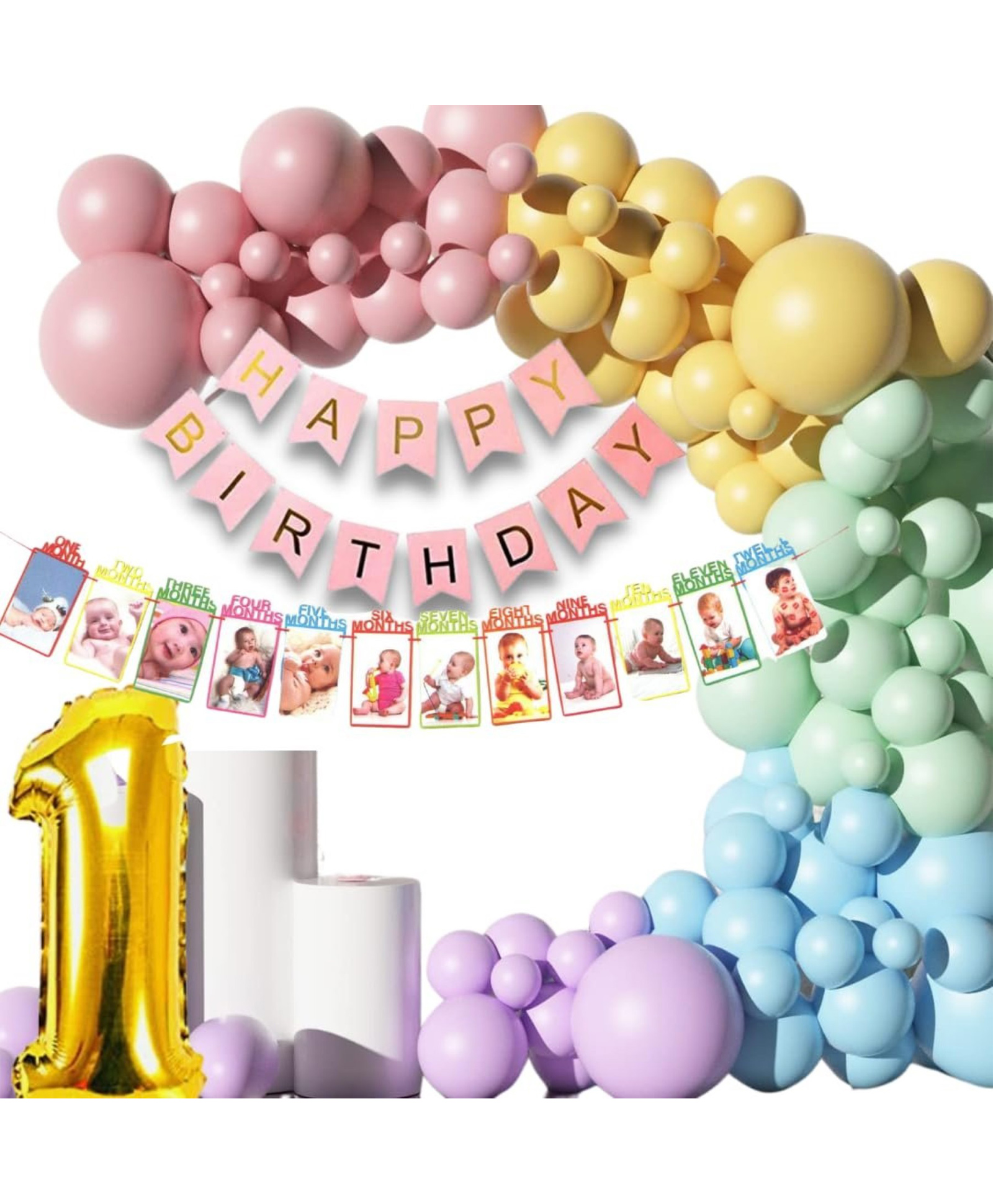 Surprise Decor First Birthday Decorations for Boys, Girls, Kids - Multicolor 1st Birthday Decorations for Girls - 1st Birthday Theme Decoration Combo - 1st Birthday Party Supplies for Girls-picture-31