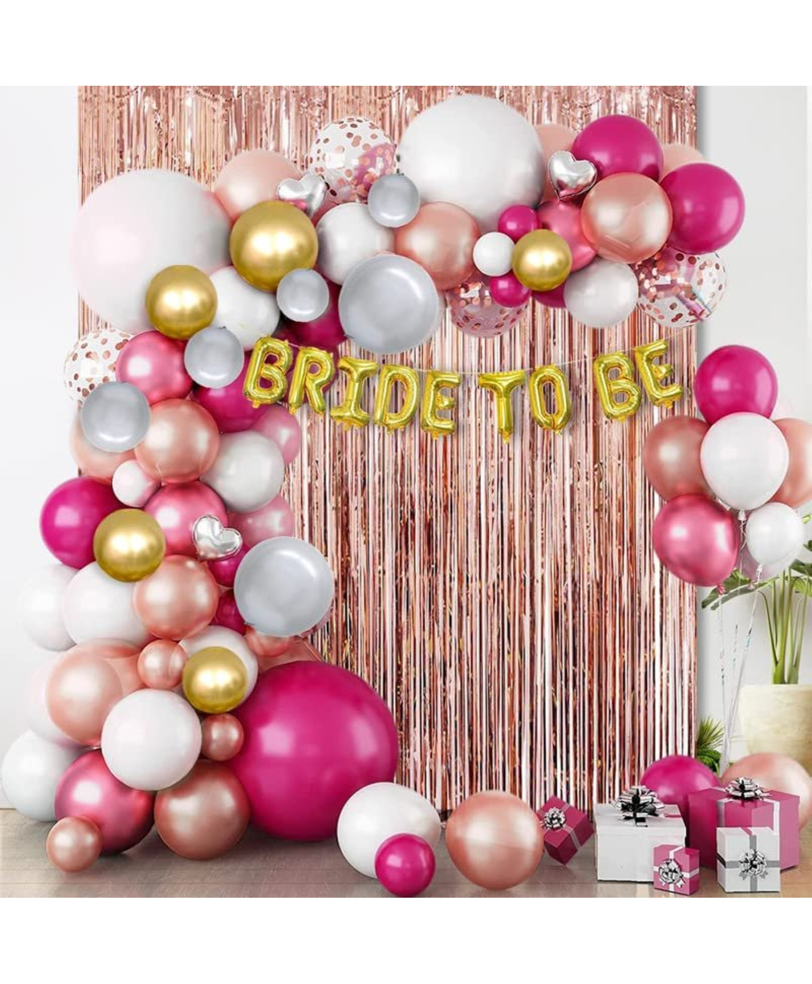 Surprise Decor Bride to be Decoration set Combo Of 86 Pcs bride to be foil balloon, metalic ballon, confetti balloon for Bride to be Decoration.-image-21