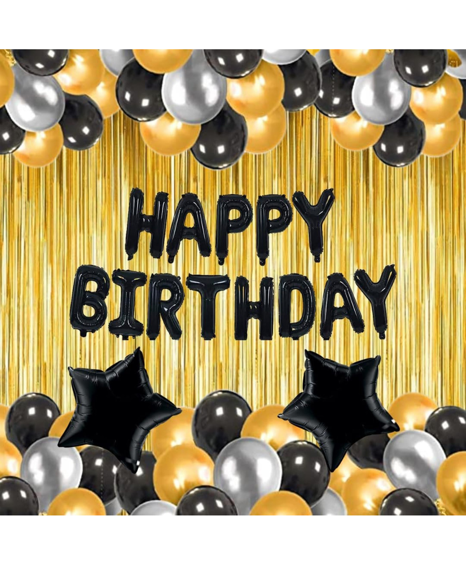 Surprise Decor Golden andBlack Theme Birthday Decoration for Boys, Girls, - Gold & Black Balloons for Birthday - Black & Gold Birthday Decorations-picture-22