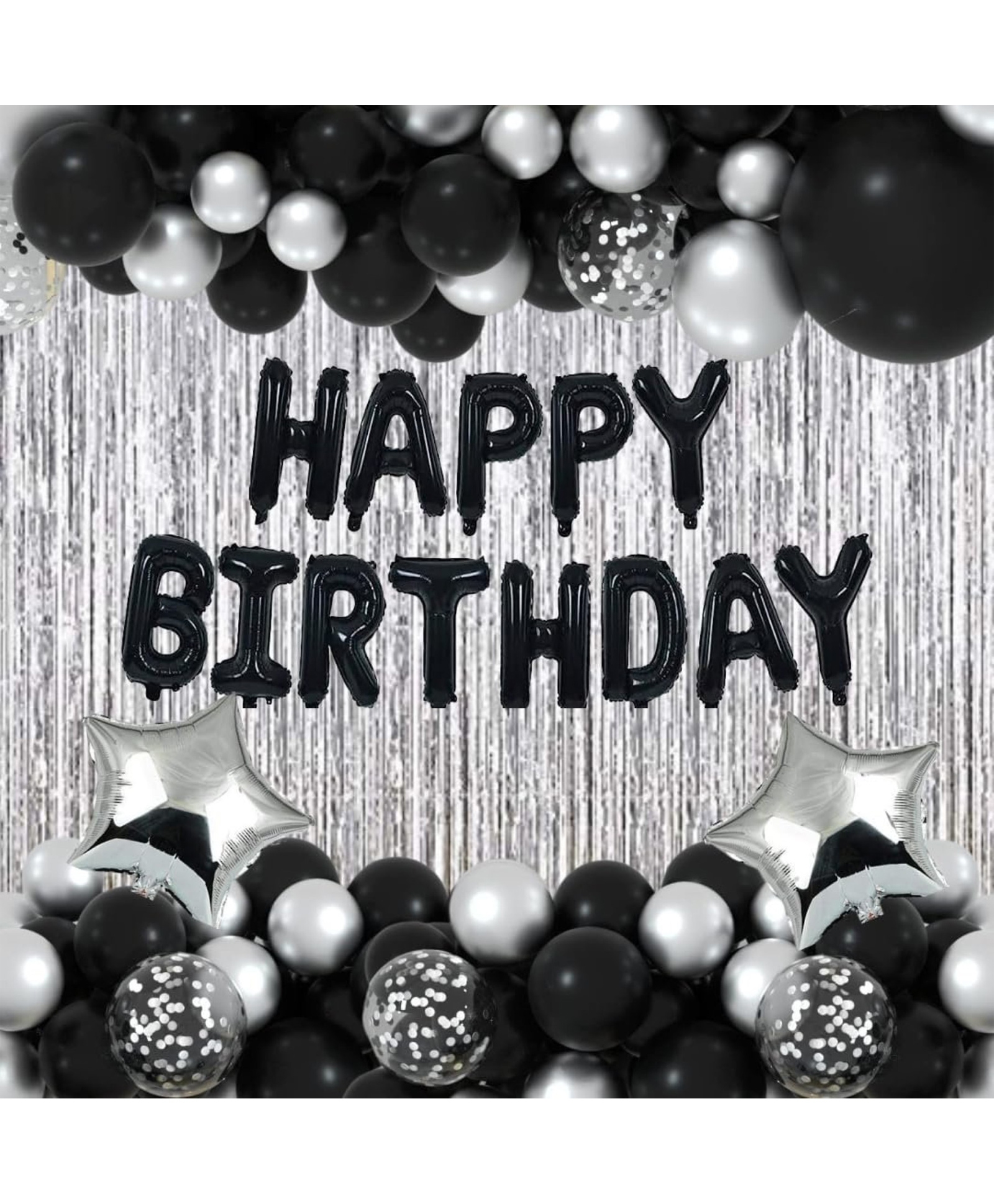 Surprise Decor Silver & Black Theme Birthday Decoration for Boys, Girls, - Star Theme Birthday Decorations - Black & Silver Birthday Decorations for Boys, Girls-image-17