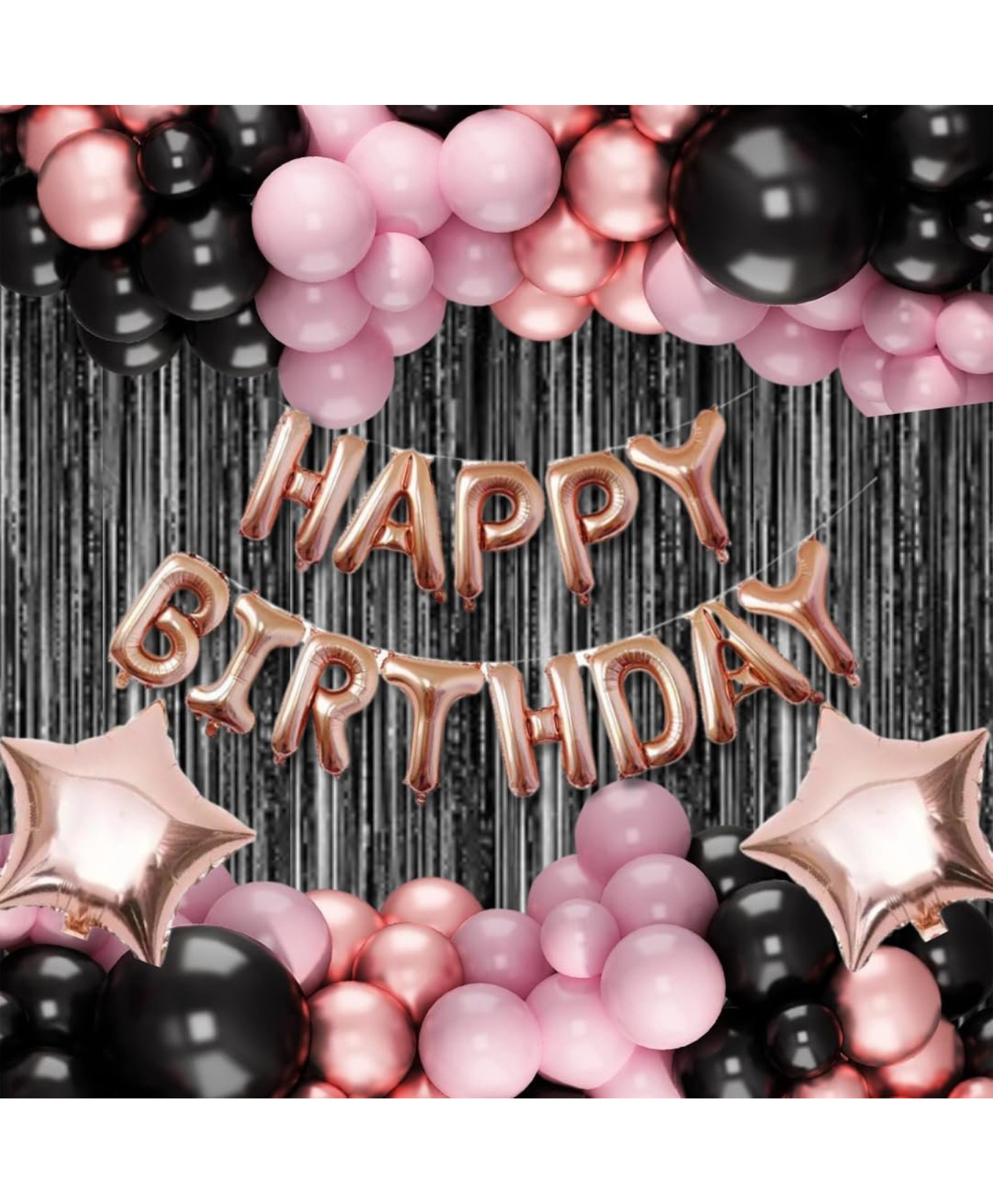 Surprise Decor Rose Gold, Pink & Black Birthday Theme Birthday Decoration for Boys, Girls, - Rose, Black & Pink Birthday Decorations --image-21