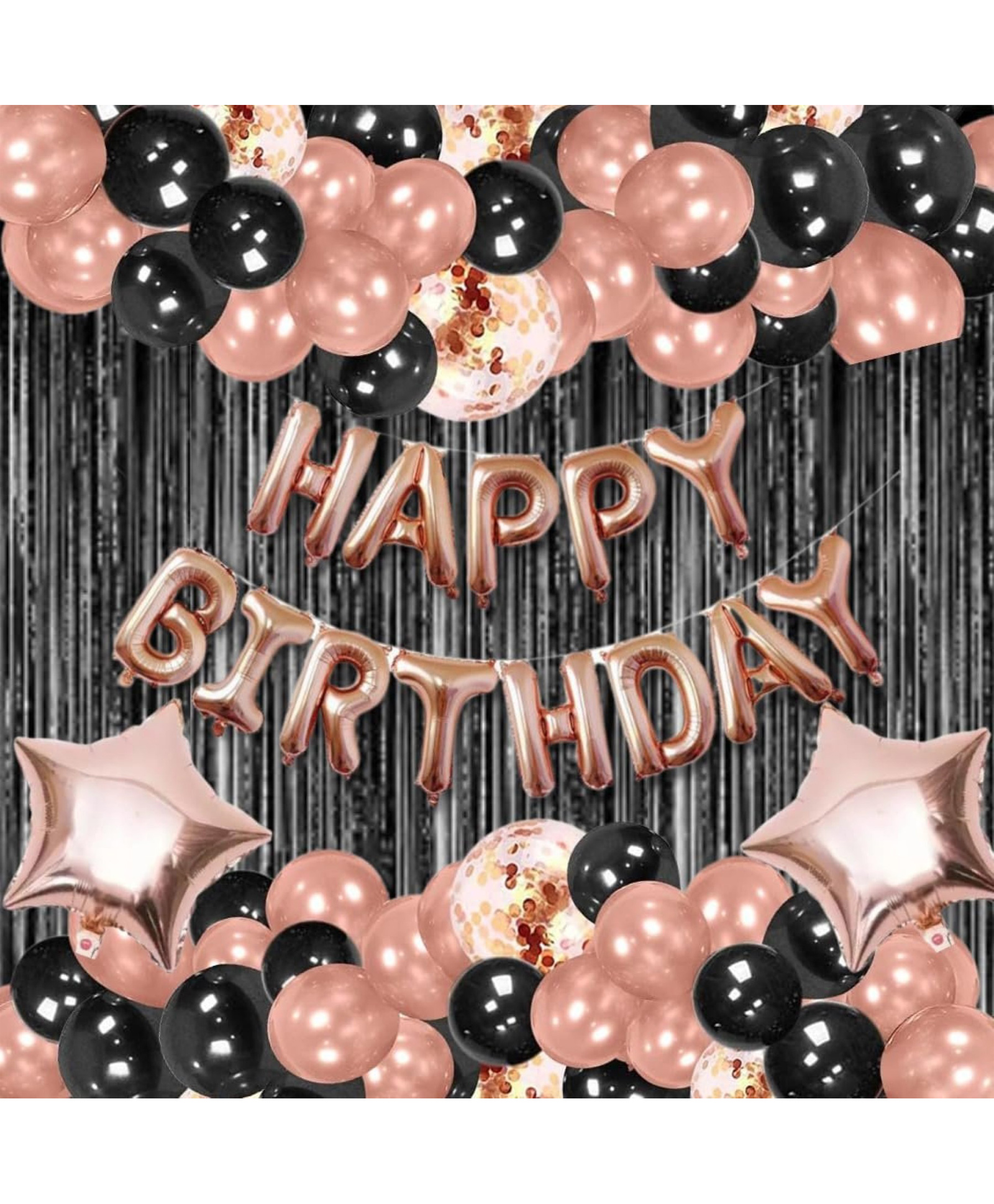 Surprise Decor Rose Gold & Black Theme Birthday Decoration for Boys, Girls , - Rose Gold Birthday Decorations - Black Birthday Decorations, Star Theme Birthday Decorations-image-19